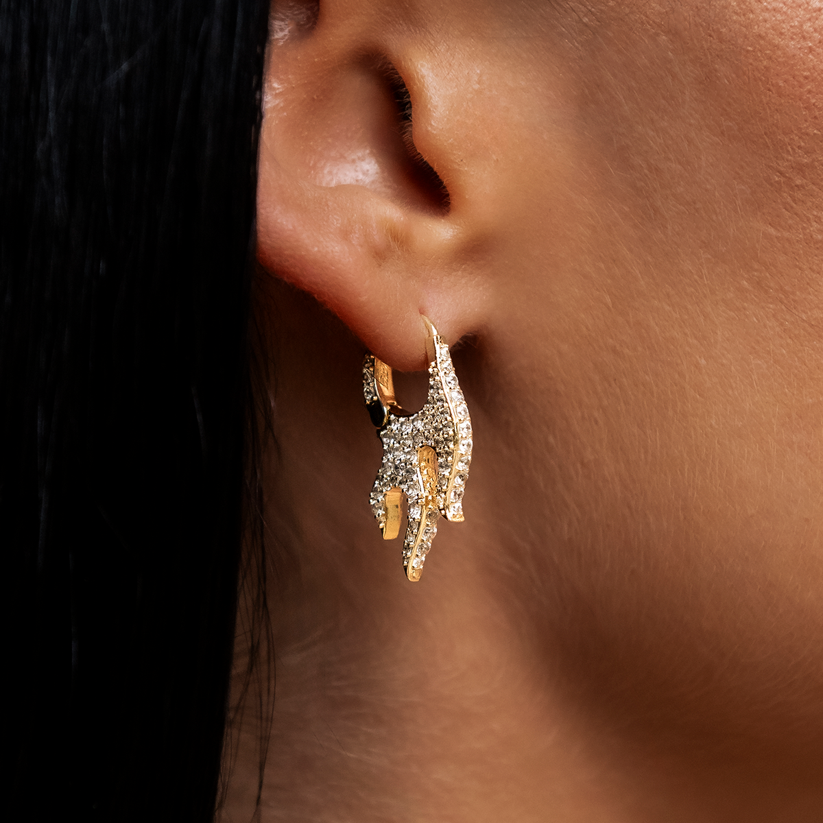 Diamond Flame Hoop Earrings