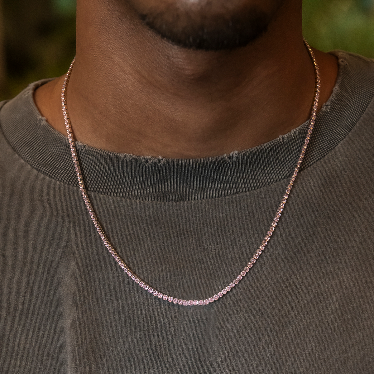 Pink Diamond Micro Tennis Chain