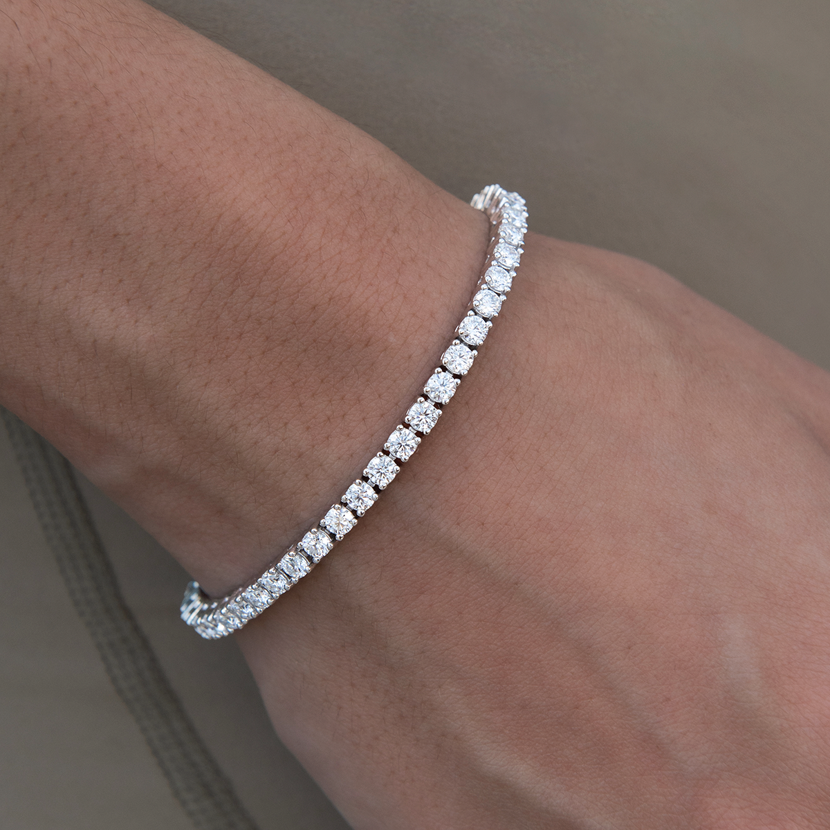 Moissanite Diamond Tennis Bracelet in White Gold Vermeil- 3mm