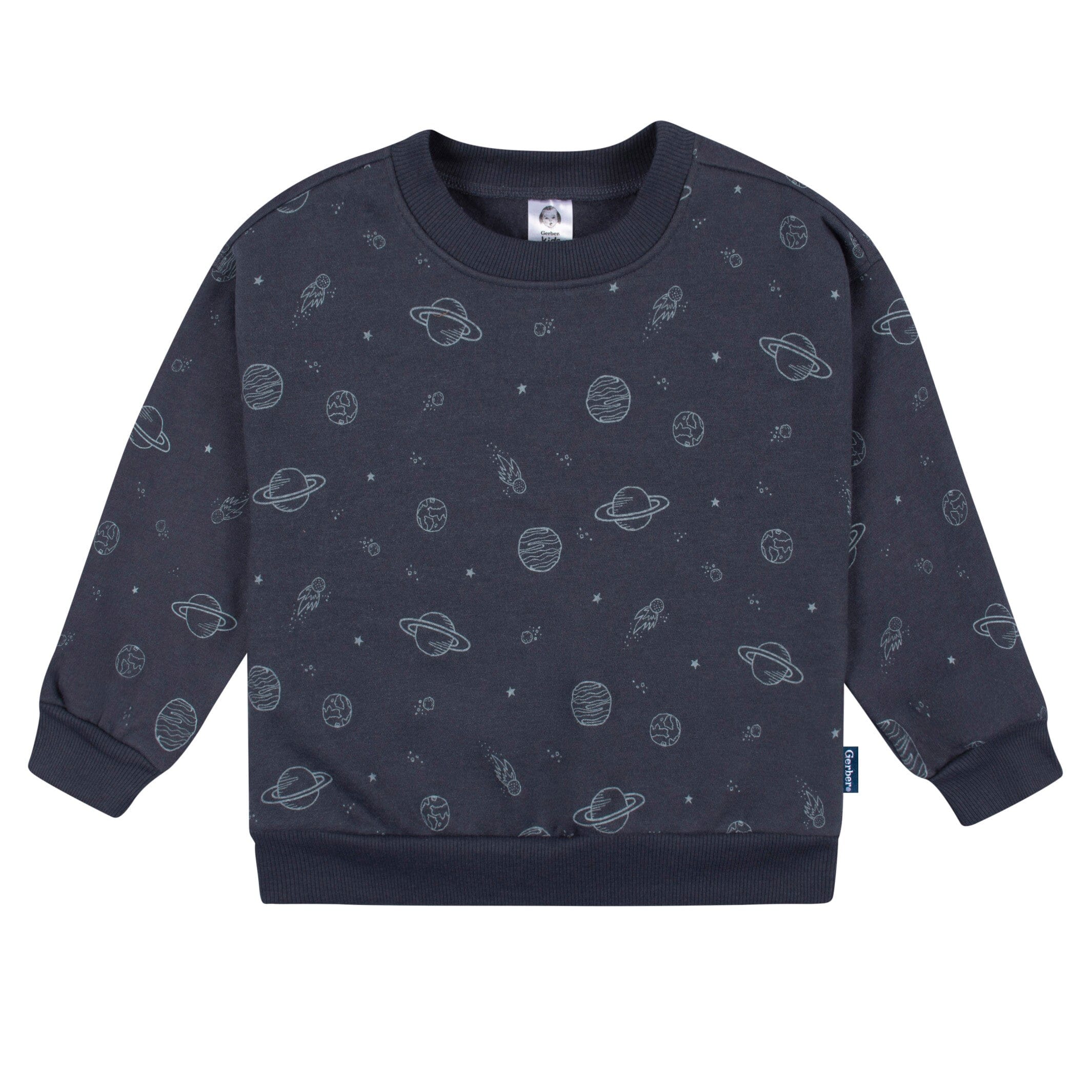 2-Piece Infant and Toddler Boys Navy Space Sweatshirt & Pant Set