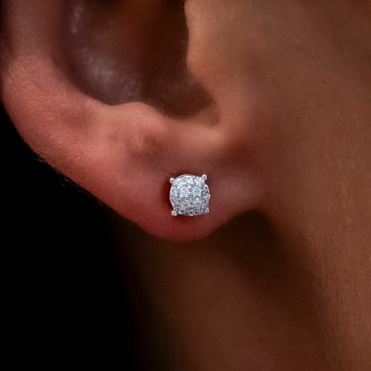 5mm Pave Round Earrings in White Gold