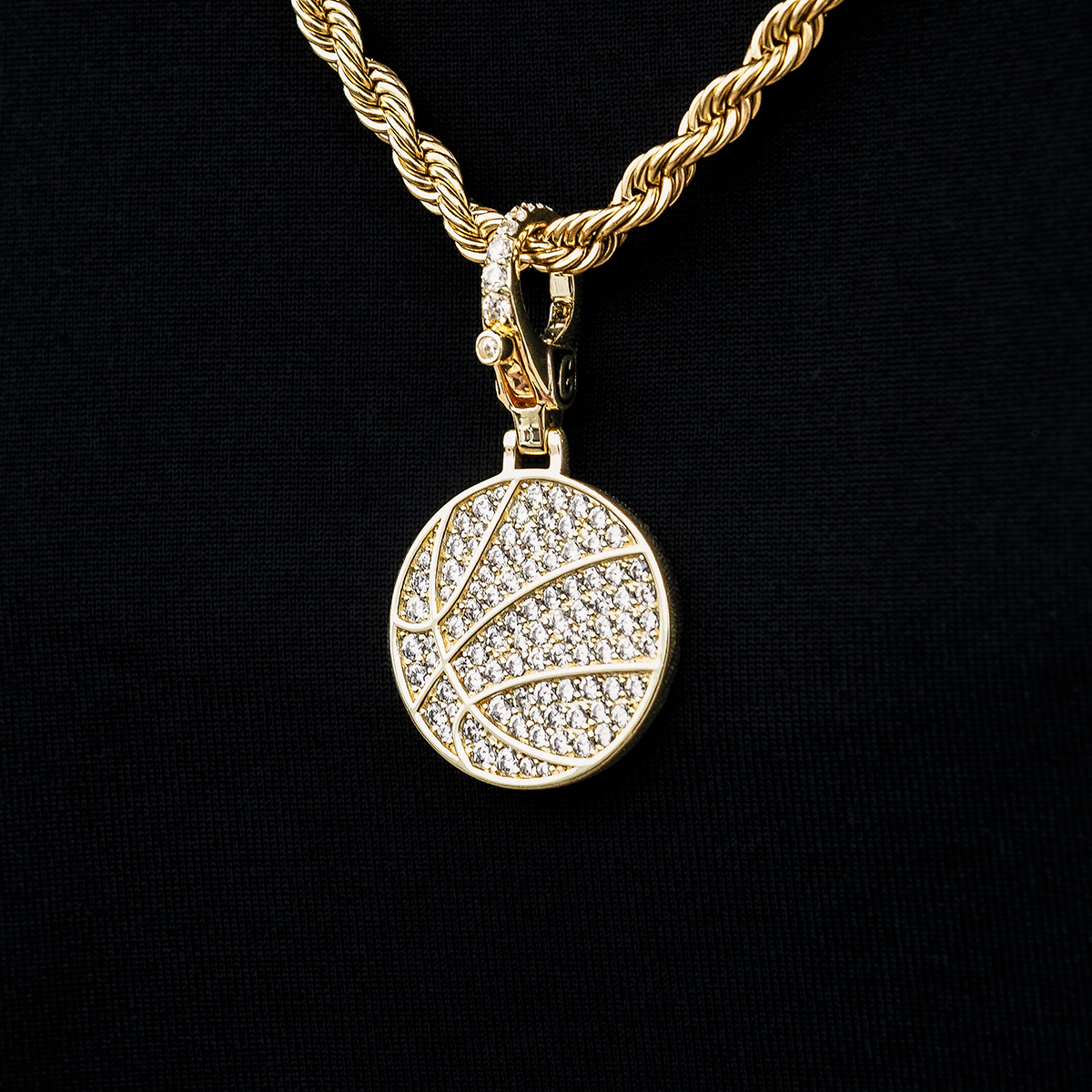 Pave Basketball Clip On Pendant