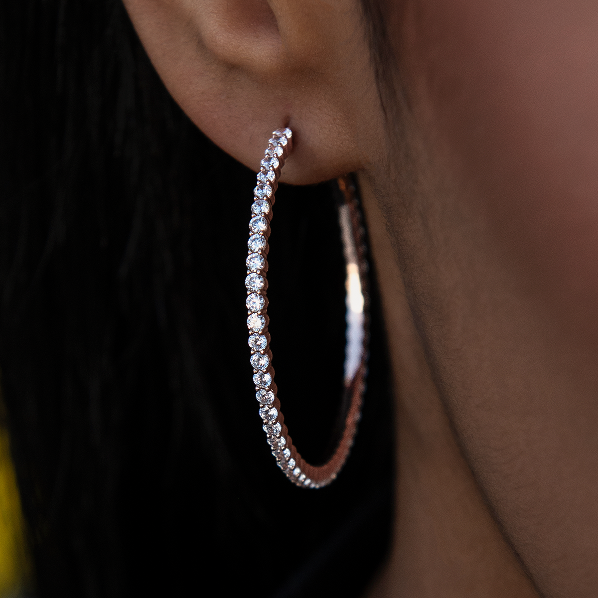 Eternity Hoop Earrings in Rose Gold