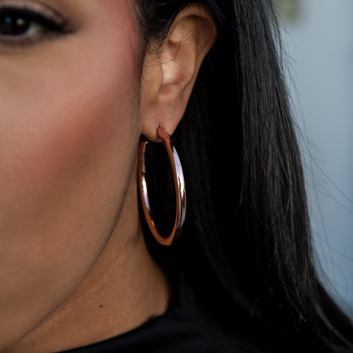 Tube Hoop Earrings in Rose Gold