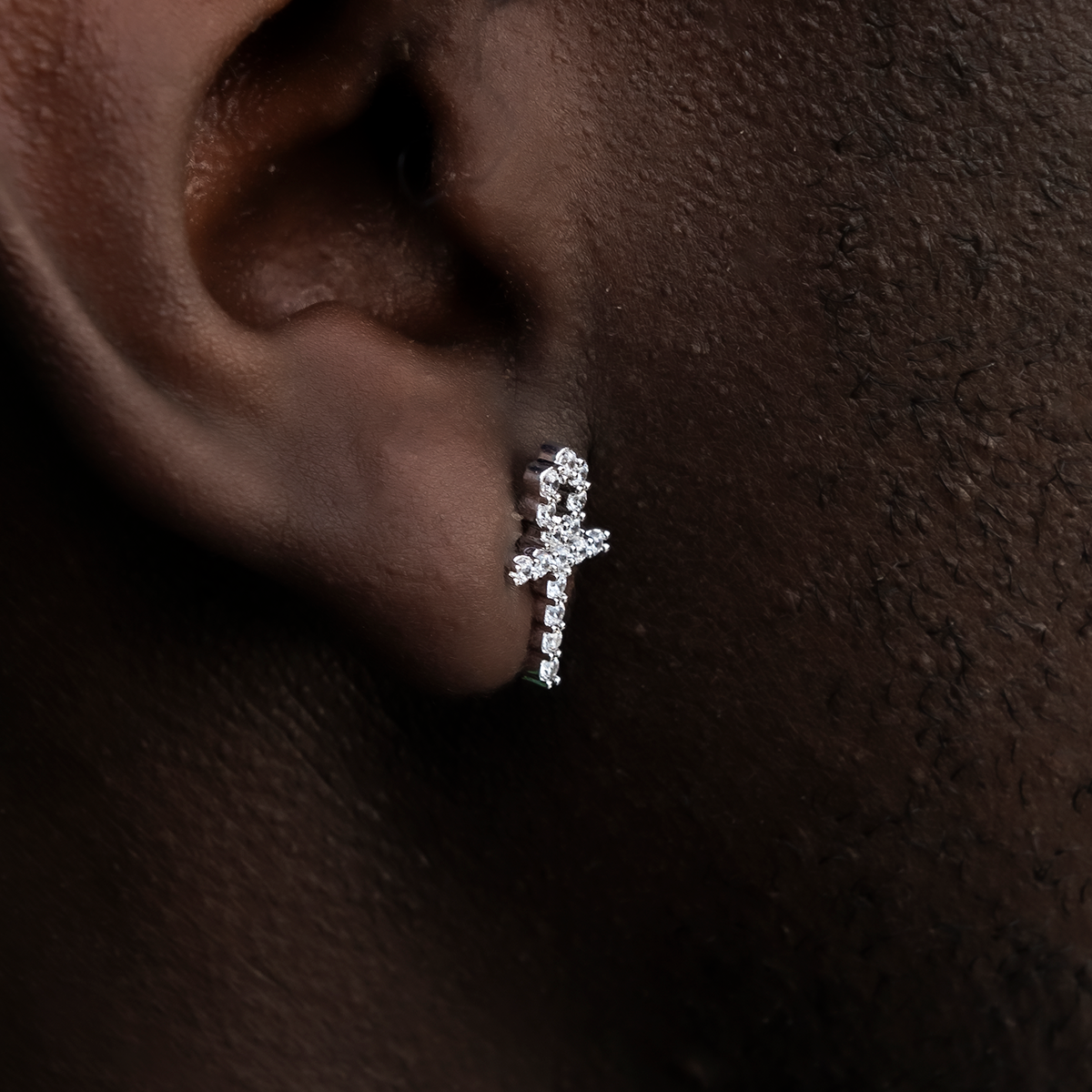 Diamond Ankh Stud Earrings