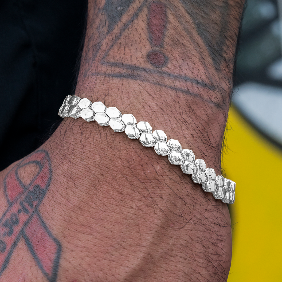 Flat Reptile Bracelet in White Gold-4mm