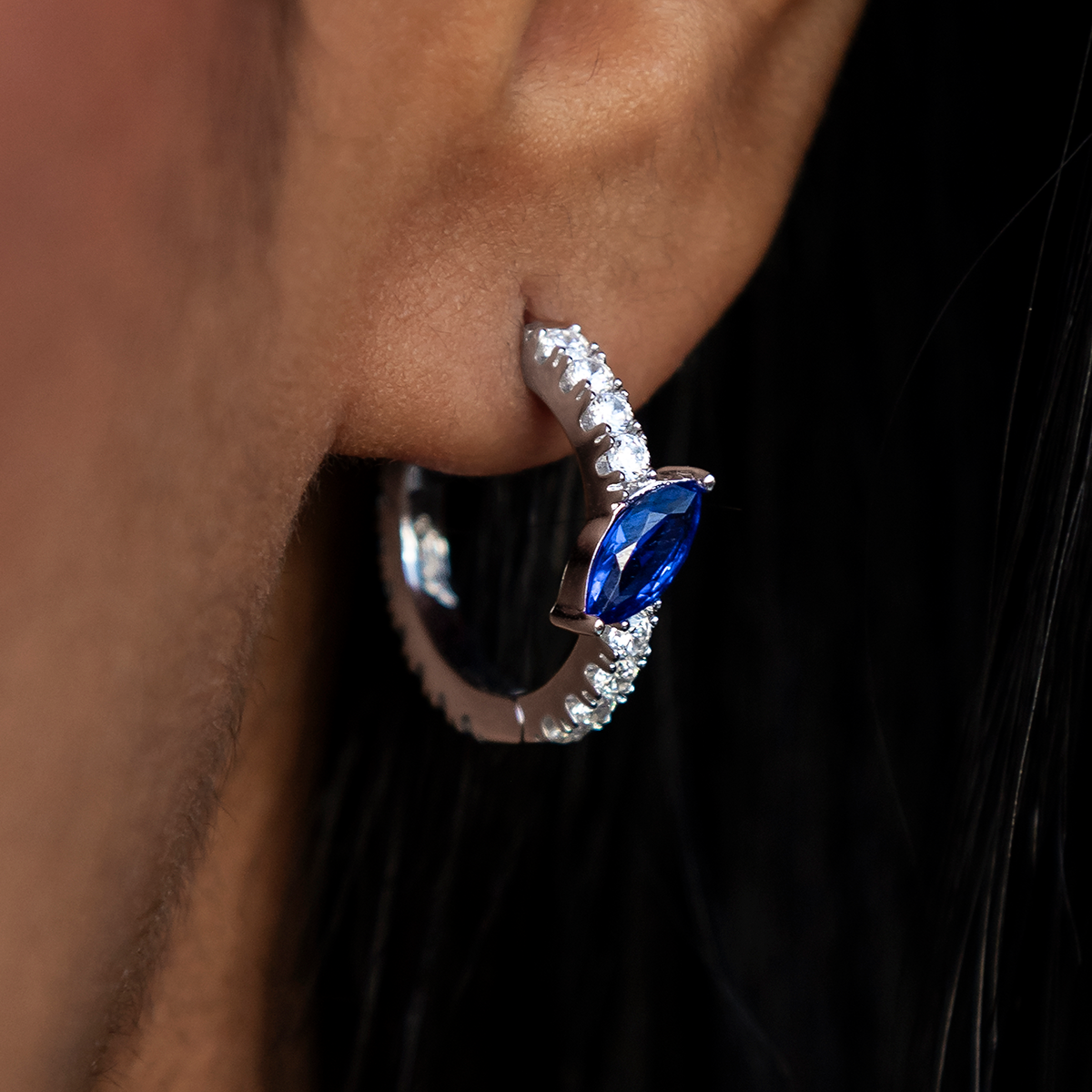 Sapphire Pave Hoop Earrings