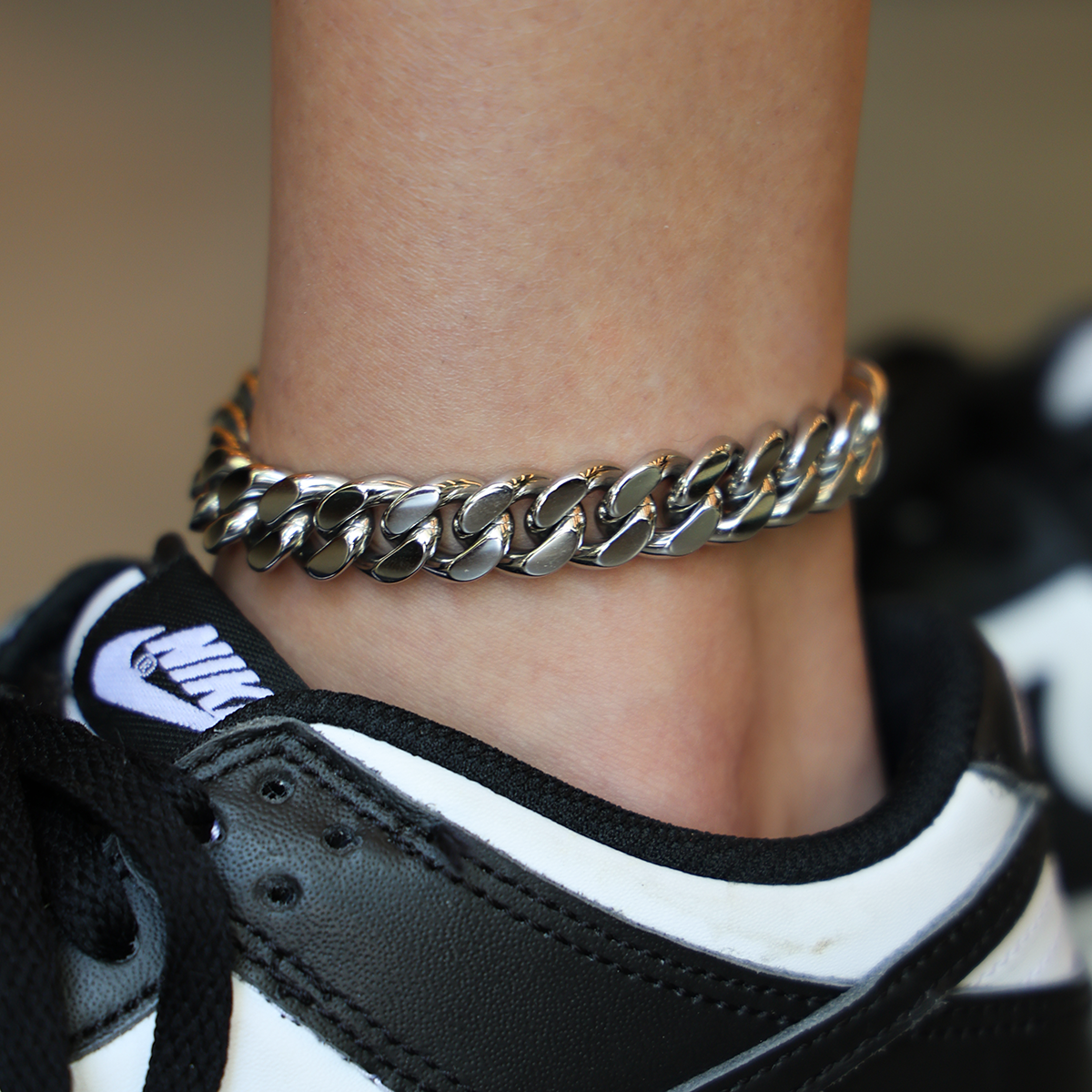 Miami Cuban Anklet in White Gold- 12mm