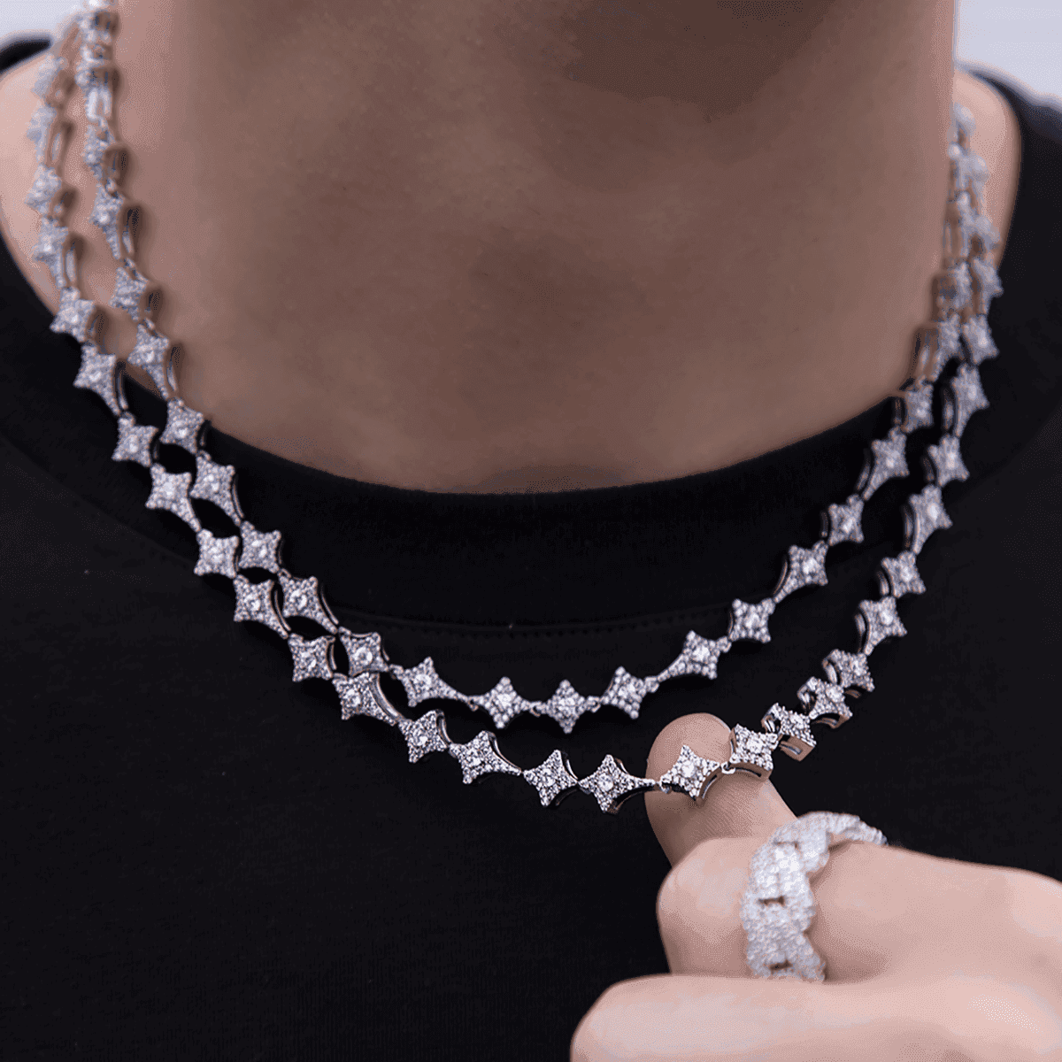 GLD Star Link Chain in White Gold