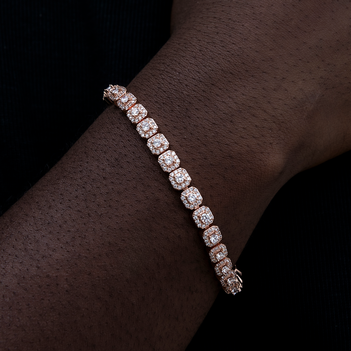 Micro Clustered Tennis Bracelet in Rose Gold