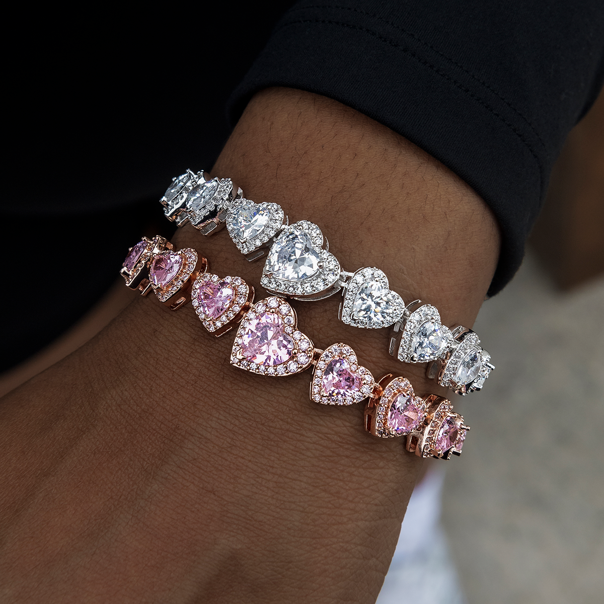 Diamond Heart Cluster Bracelet in Rose Gold