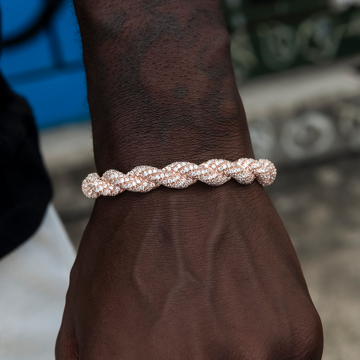 Diamond Rope Cuff Bracelet in Rose Gold- 10mm