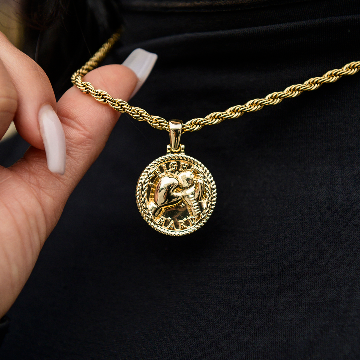 Fight Hard Coin Pendant