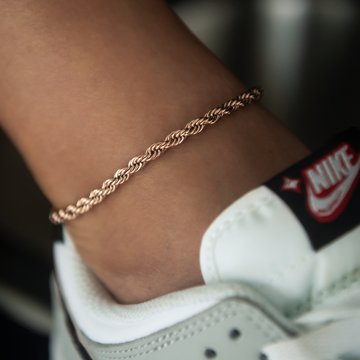 Rope Anklet in Rose Gold- 4mm