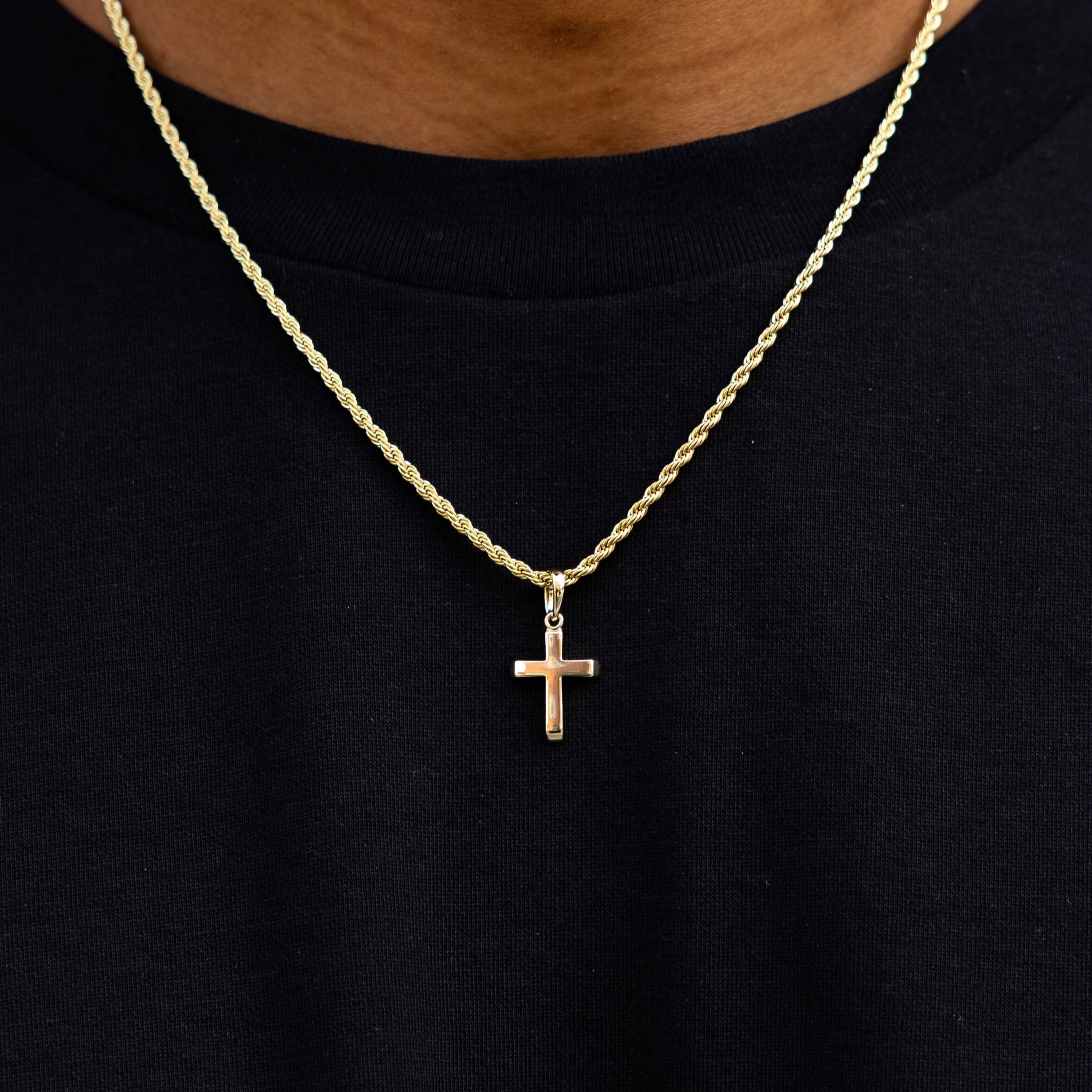 Micro Simple Cross + Rope Chain Set