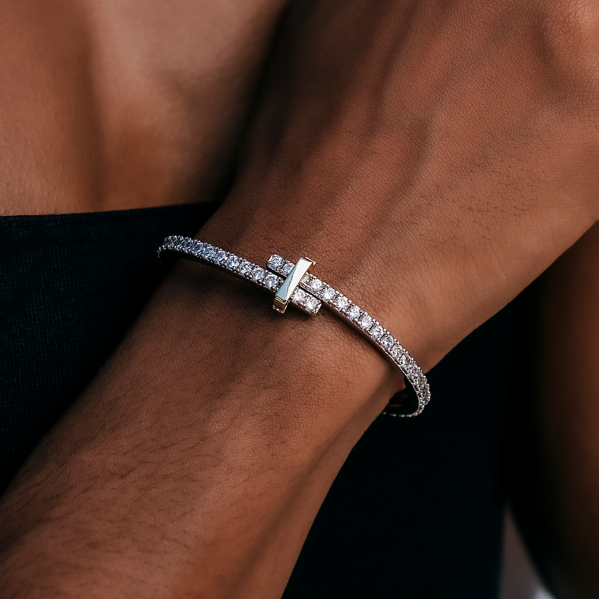 Diamond Tennis Cuff Bracelet- 3mm