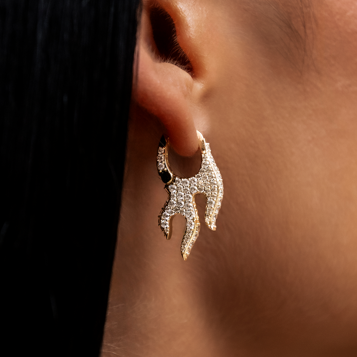 Diamond Flame Hoop Earrings