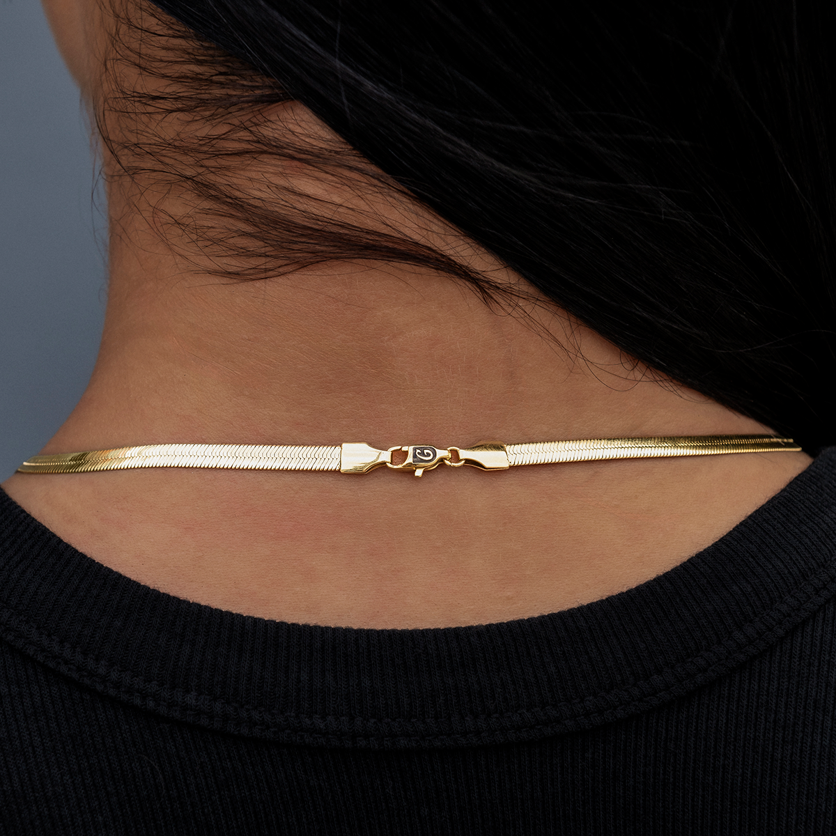 Herringbone Necklace in Yellow Gold- 4mm