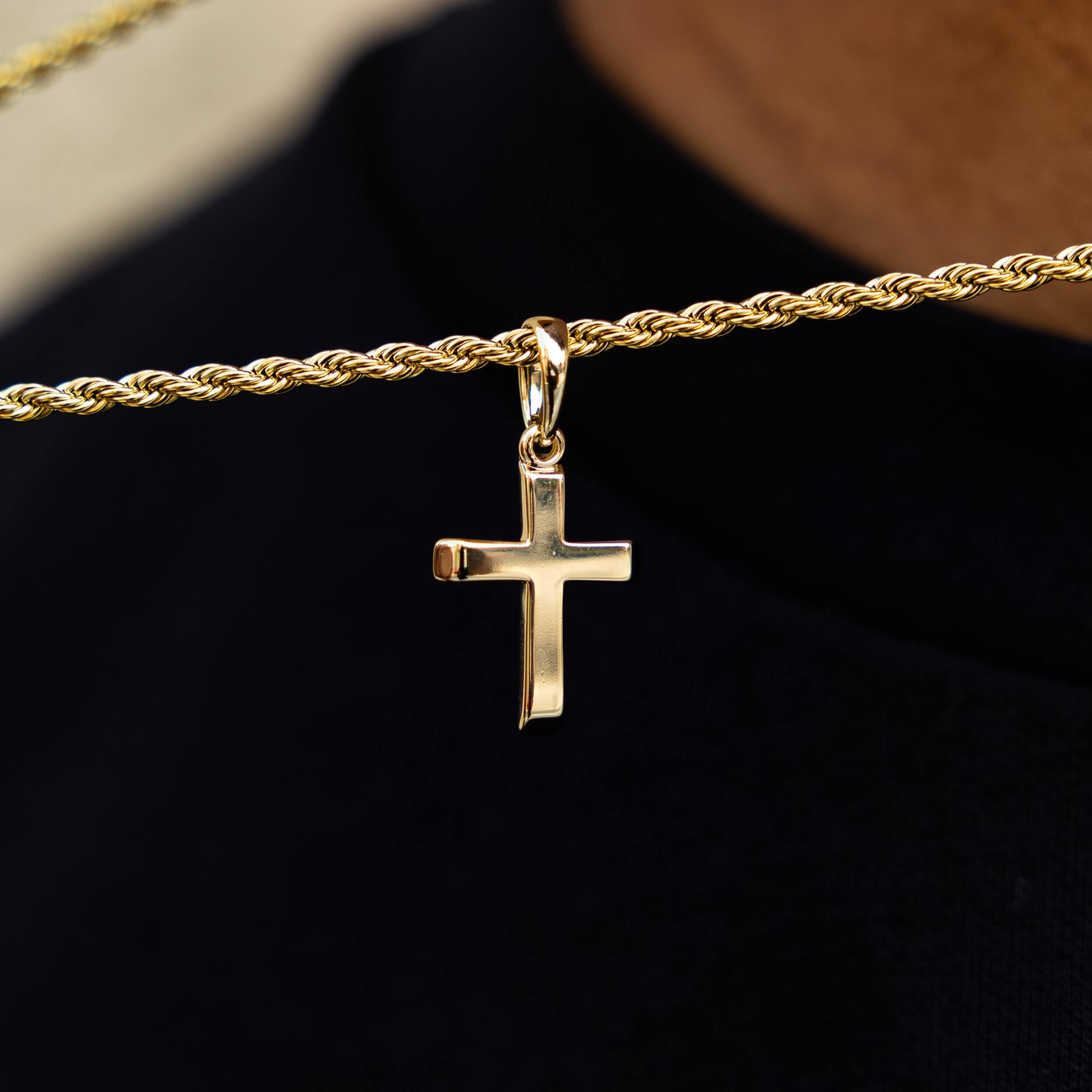 Micro Simple Cross + Rope Chain Set