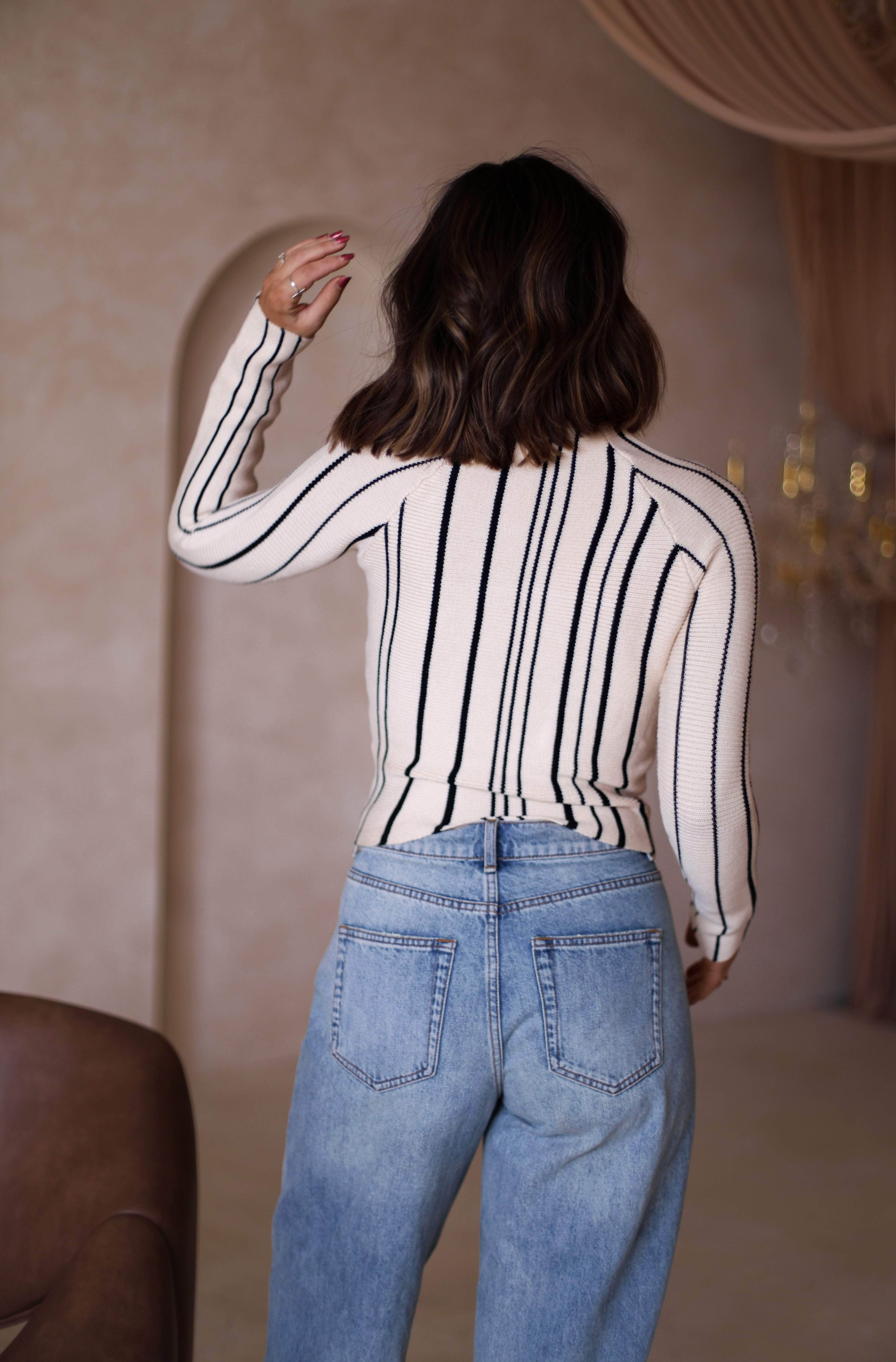 Vertical Striped Sweater Top