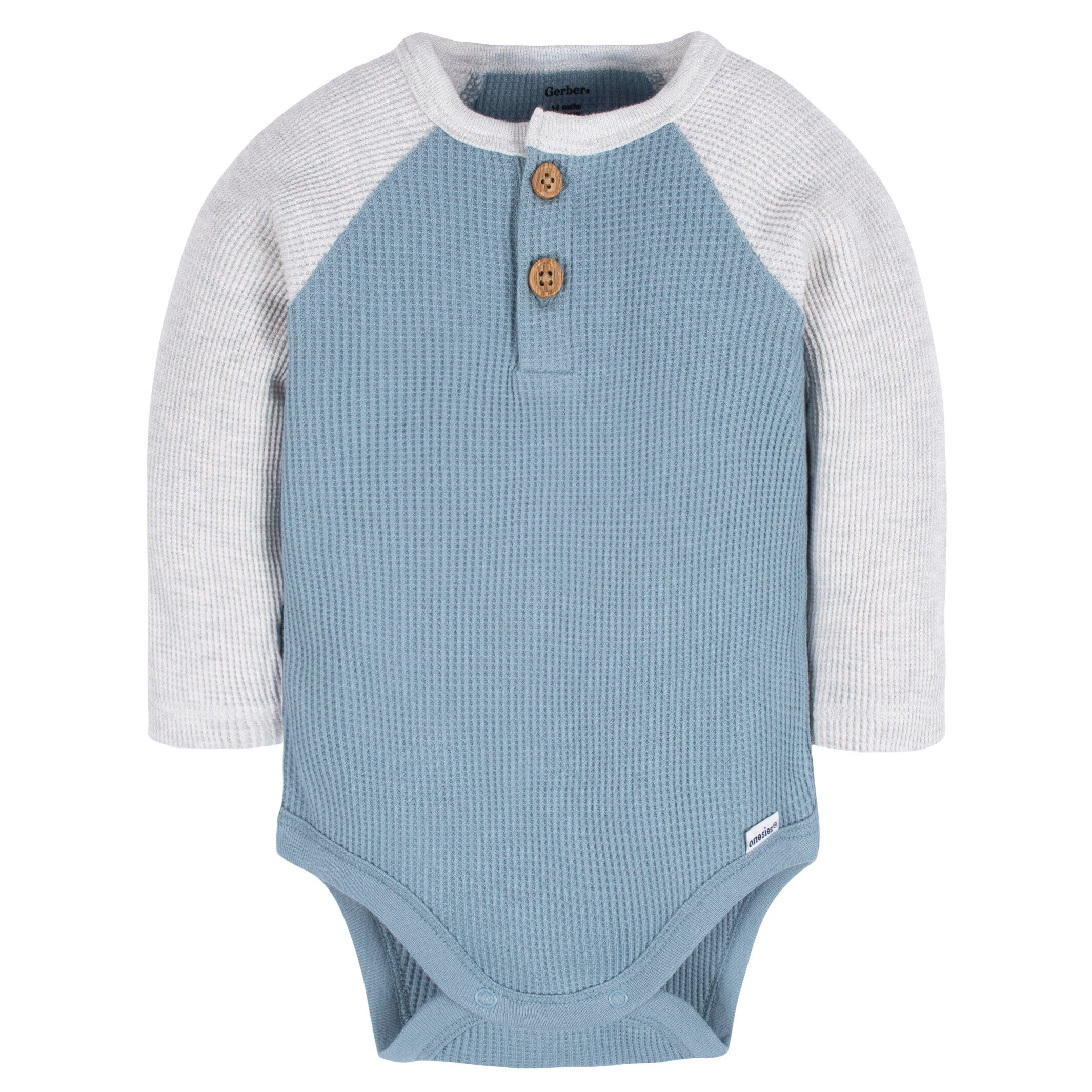 2-Pack Baby Boys Navy & Light Blue Long Sleeve Henley Onesies Bodysuits