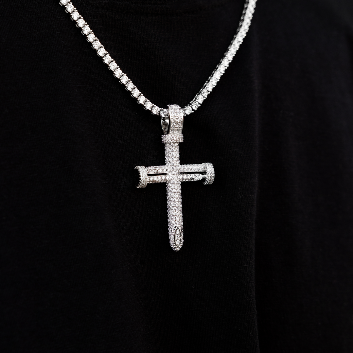 White Gold Nail Cross (Large)