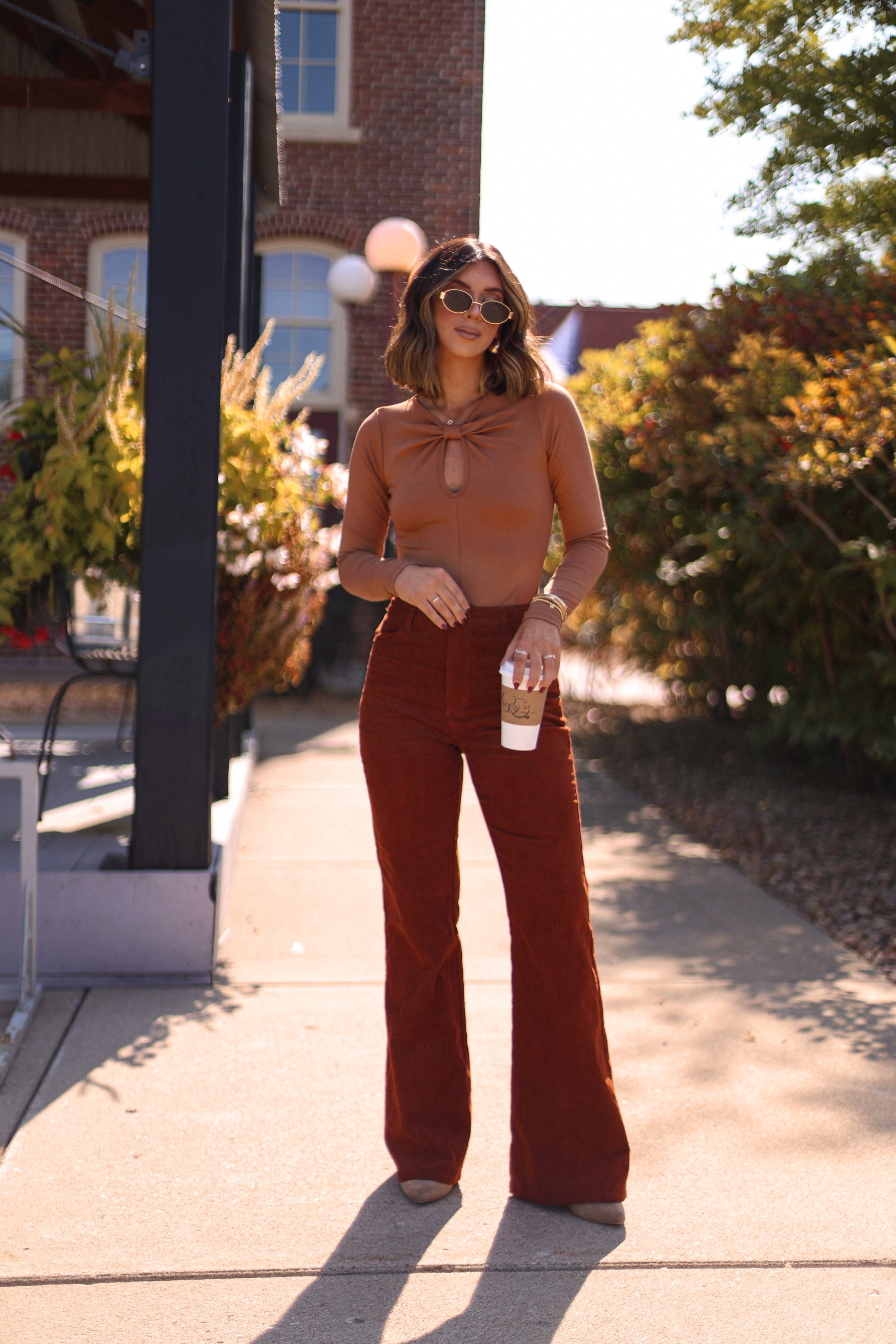 Brown Knotted Bodysuit