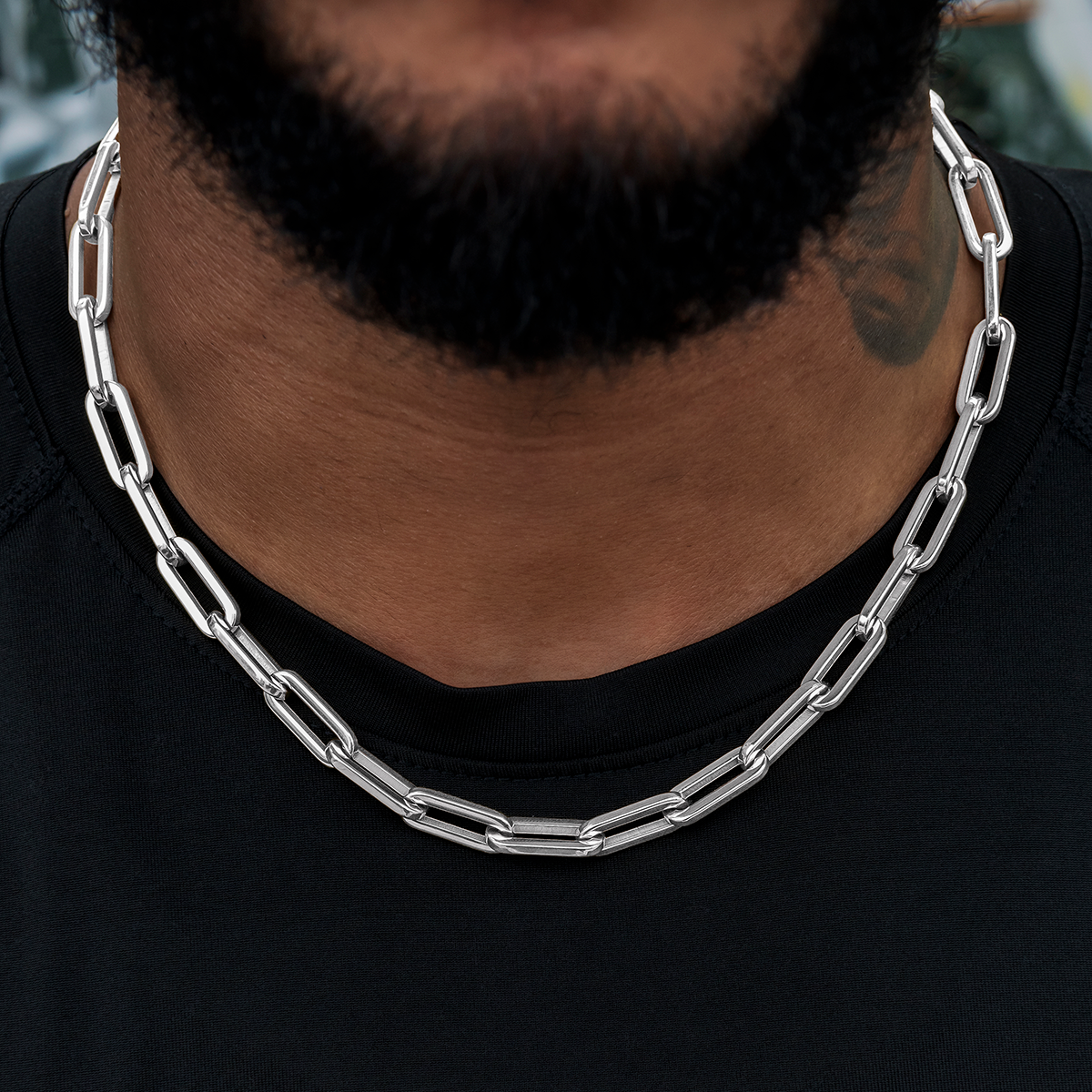 Paper Clip Chain in White Gold- 8mm