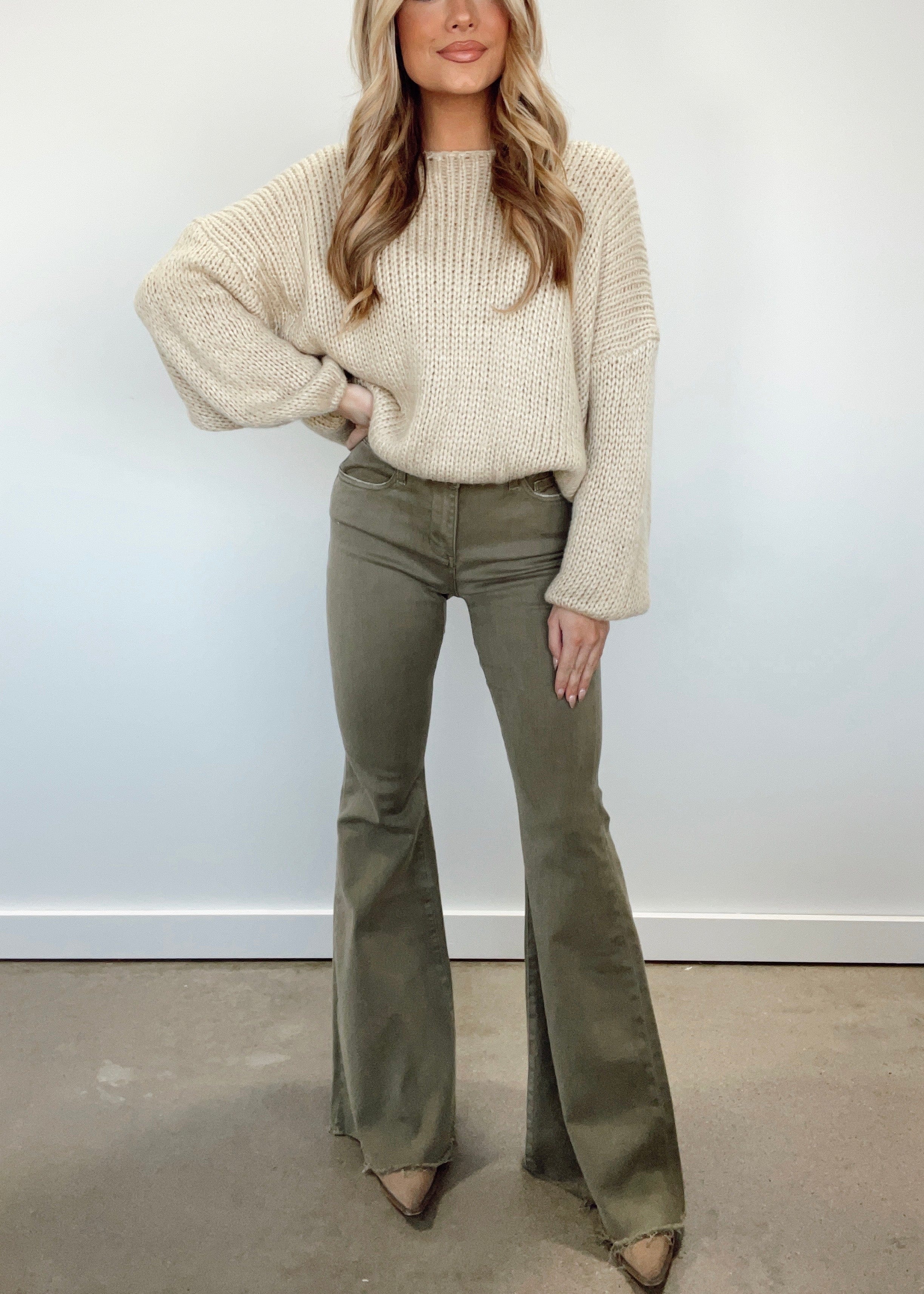 Olive Super Flare Jeans