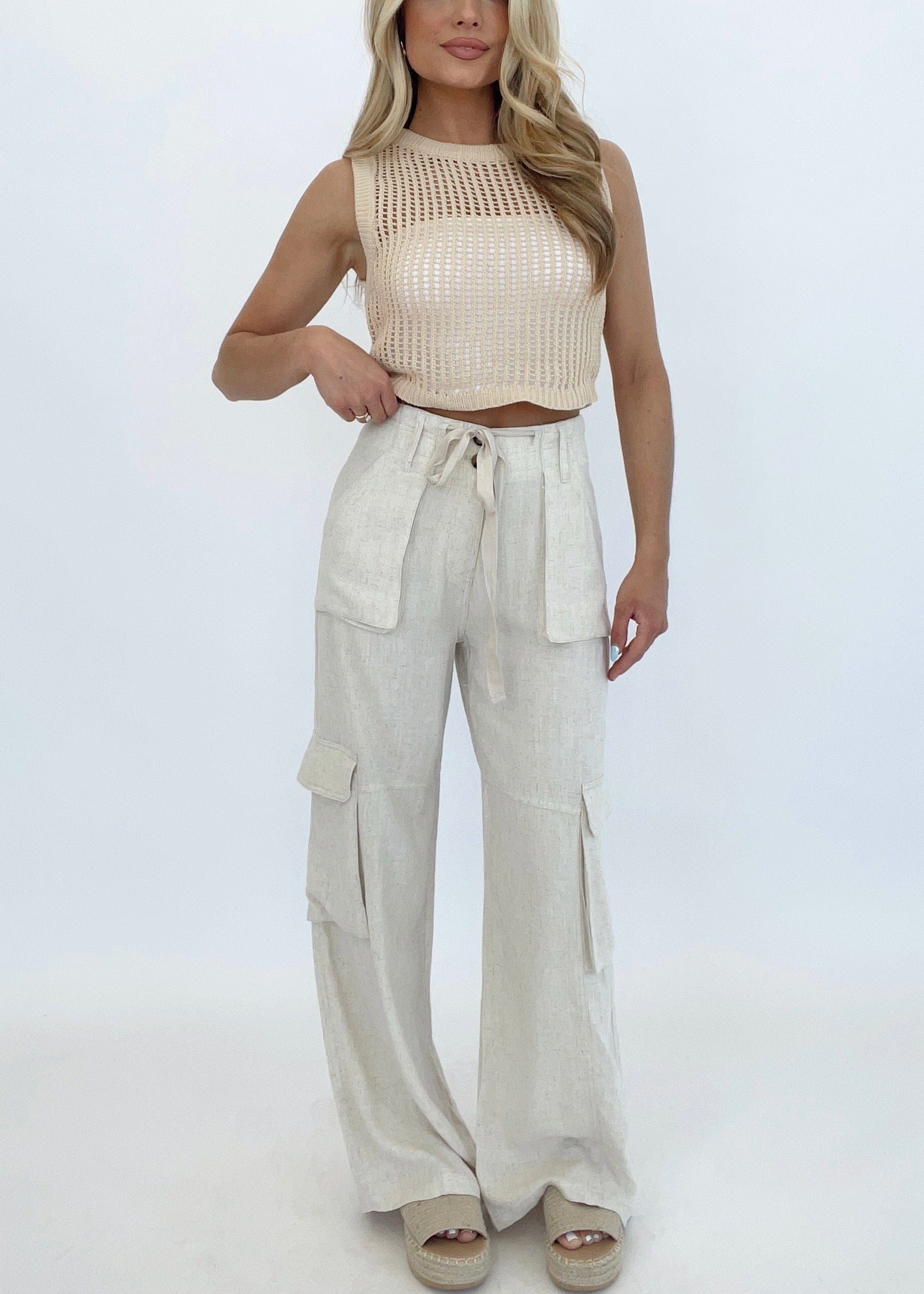 Utility Wide Leg Linen Pants