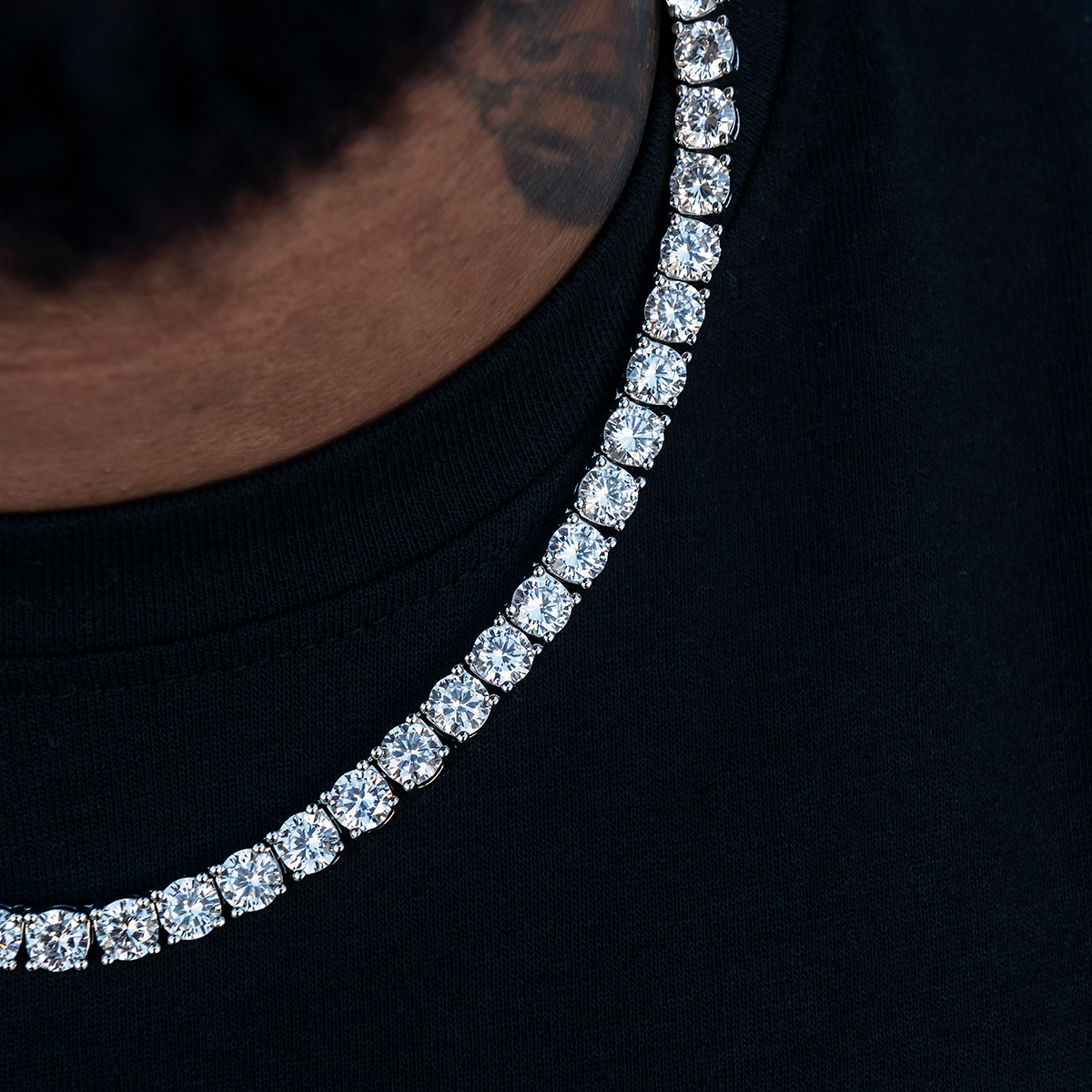 Diamond Tennis Chain in White Gold- 7mm