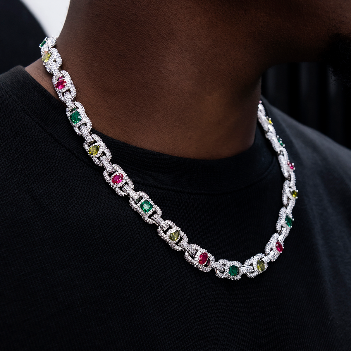 Diamond Multicolor Cluster Mariner Chain