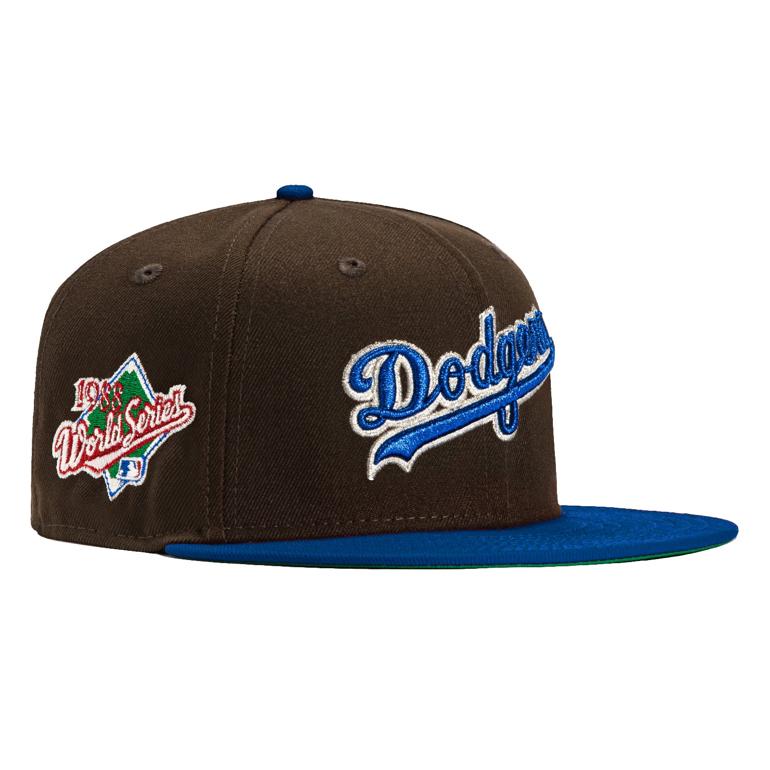 New Era 59Fifty Walnut Scripts Los Angeles Dodgers 1988 World Series Patch Script Hat - Brown, Royal