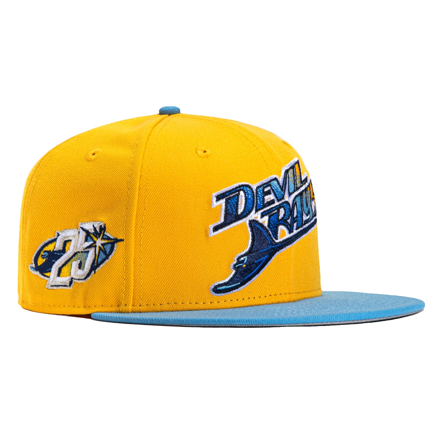 New Era 59Fifty Tampa Bay Rays 25th Anniversary Patch Word Hat - Gold, Light Blue