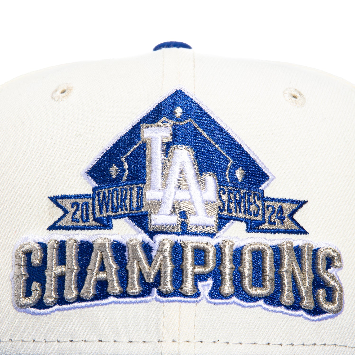 New Era 59Fifty Los Angeles Dodgers 2024 World Series Champions Patch Logo Hat - White, Royal