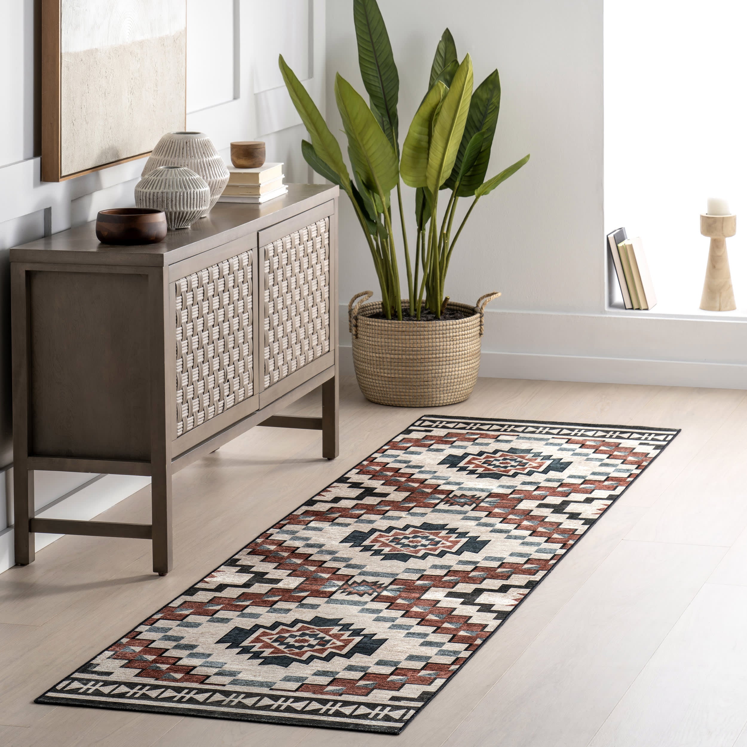 Violeta Timeless Medallion Spill Proof Washable Rug | Beige