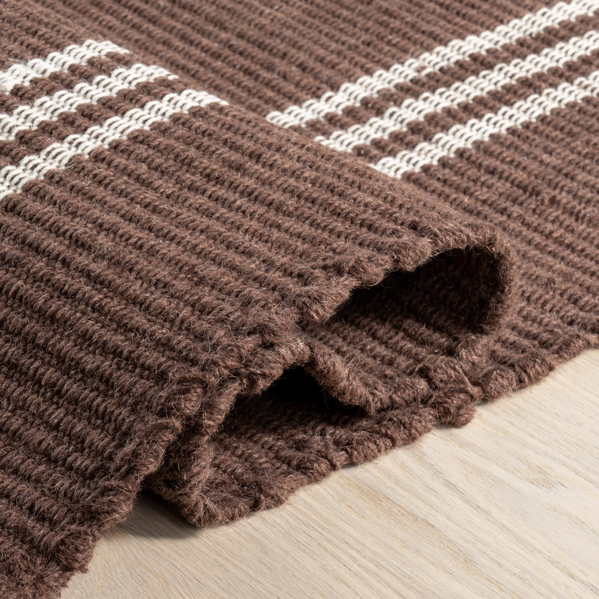 Hawthorn Striped Wool Rug | Dark Brown