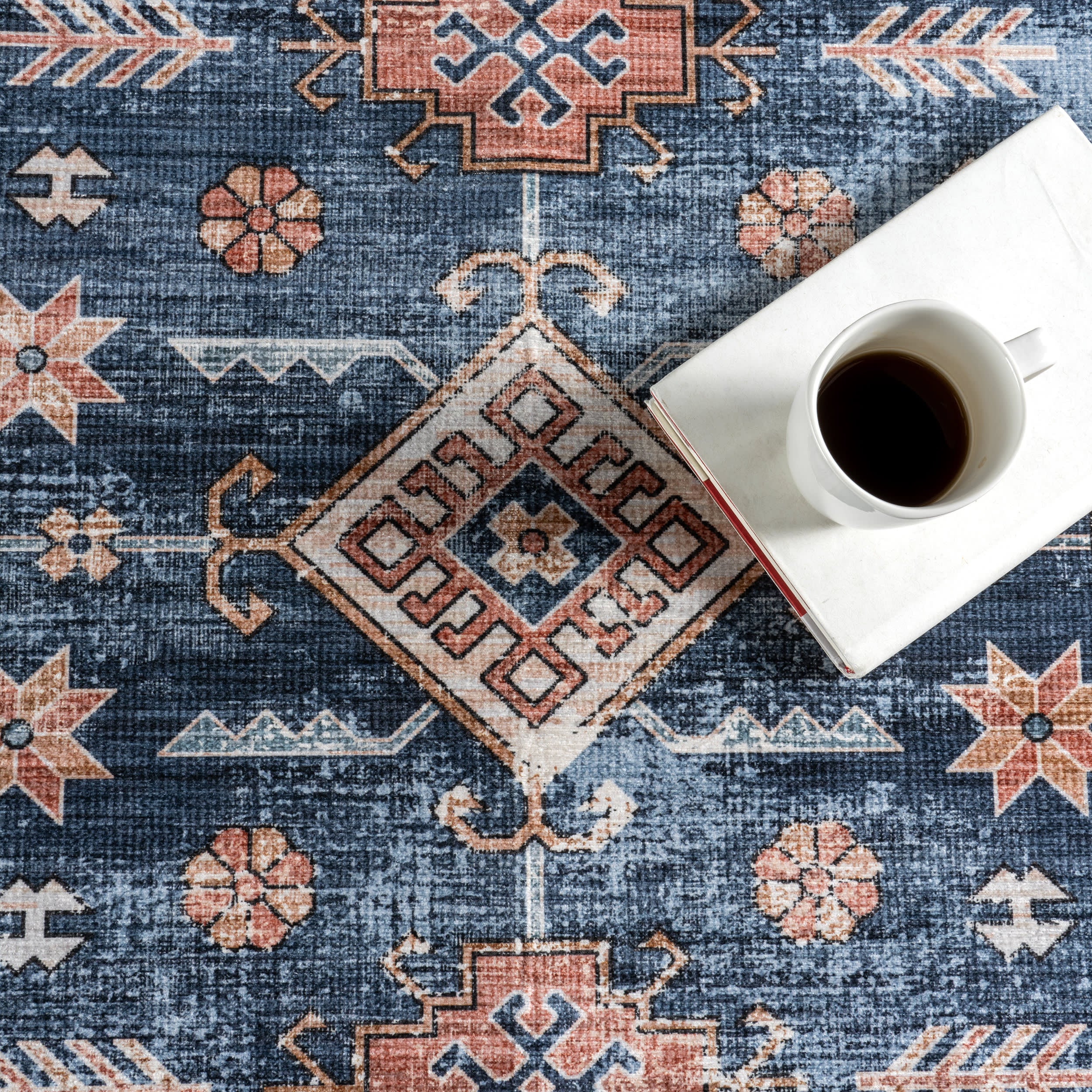 Daisy Spill Proof Washable Persian Rug | Brick