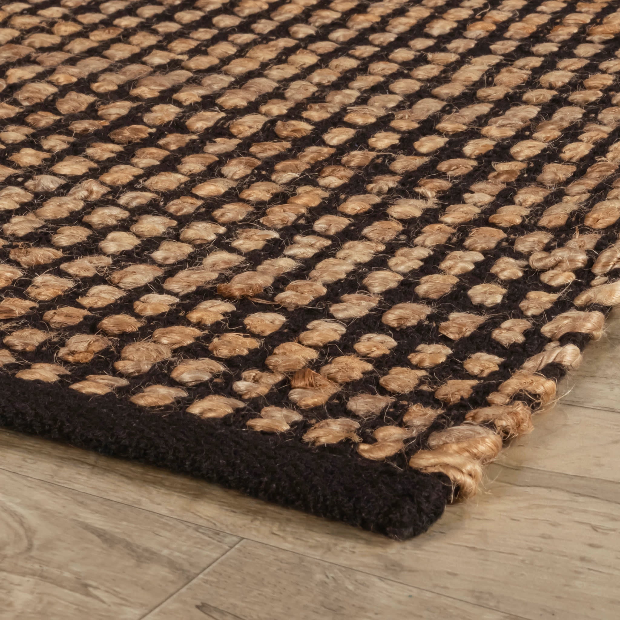 Gravel Black/Natural Handwoven Jute Rug