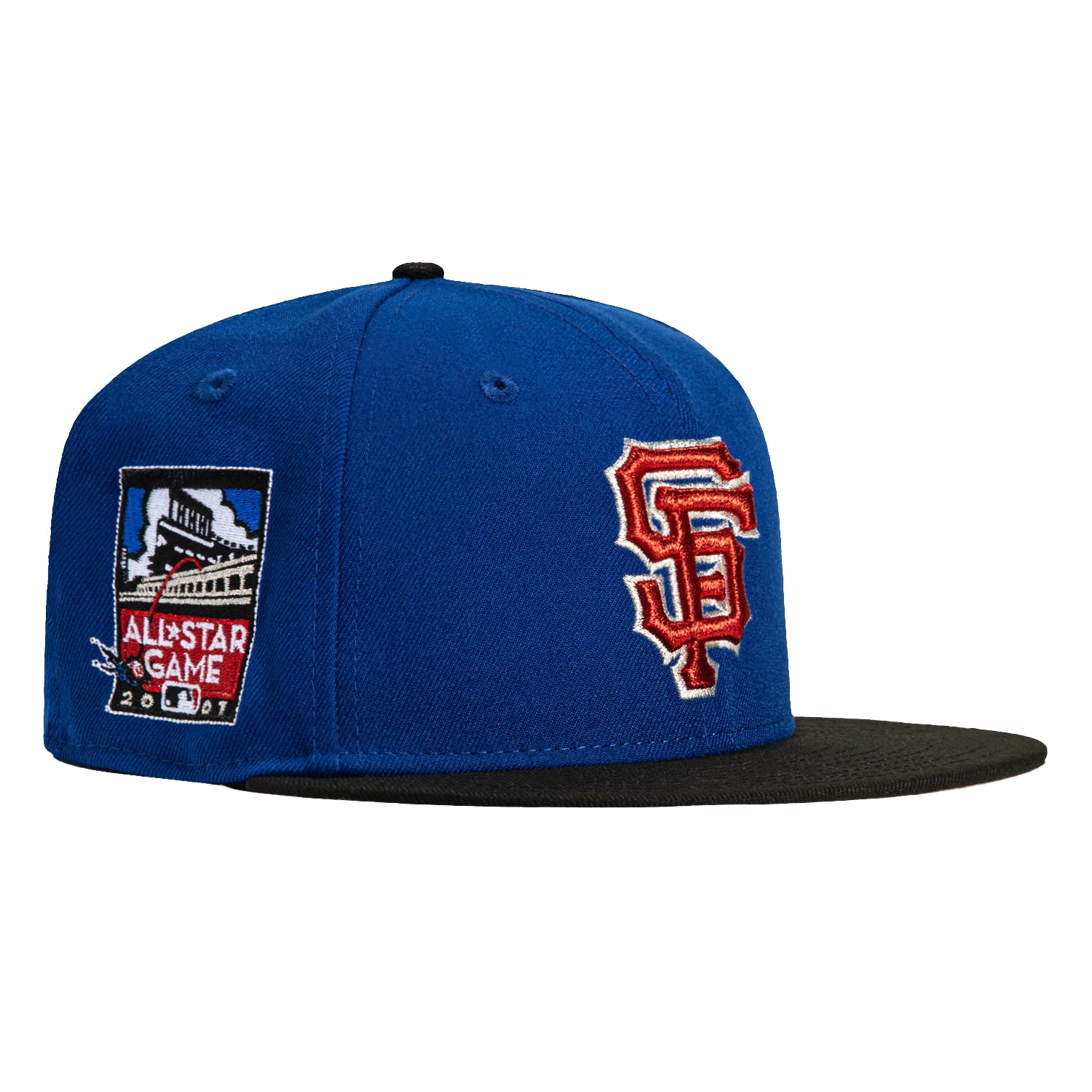 New Era 59Fifty San Francisco Giants 2007 All Star Game Patch Hat - Royal, Black, Red, Metallic Silver