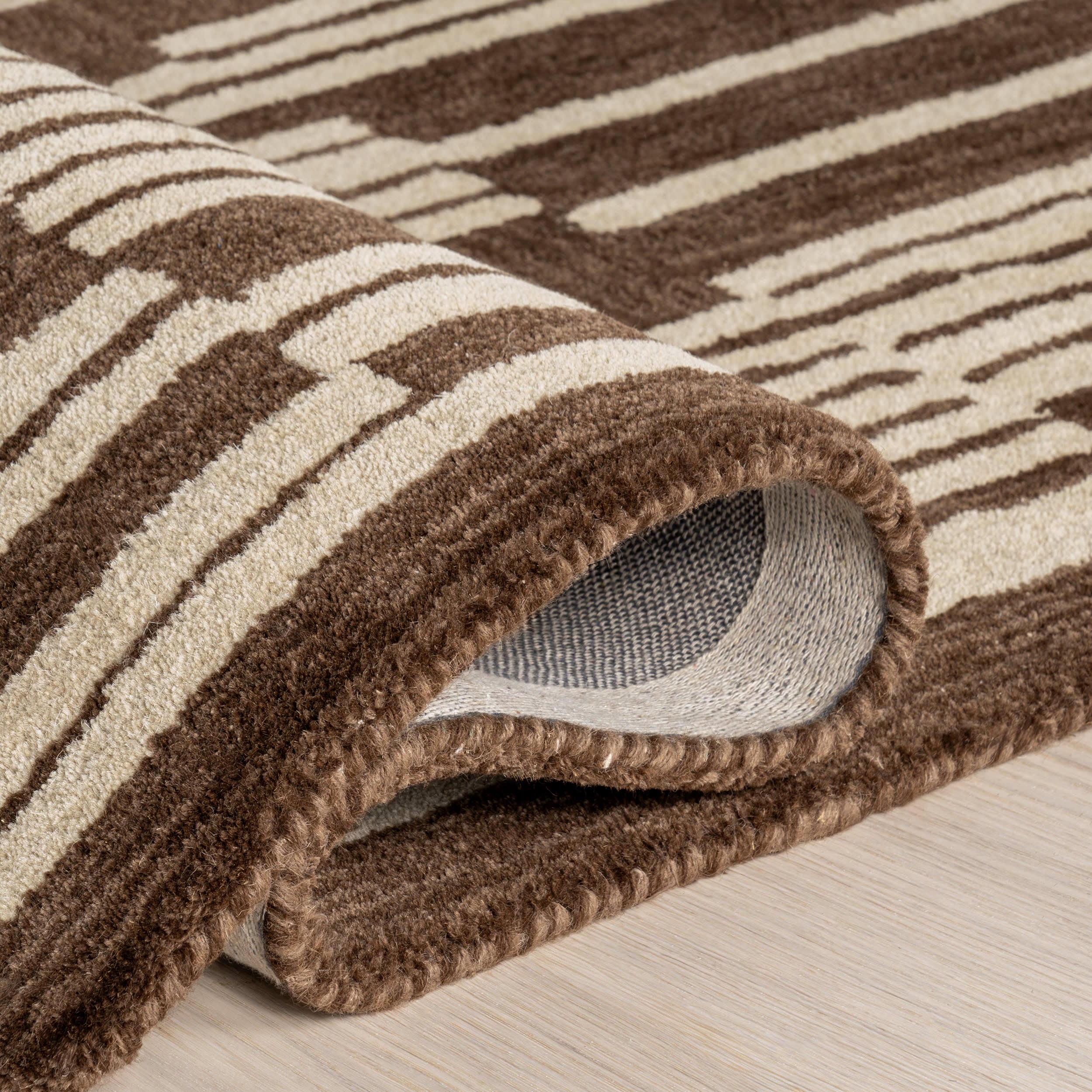 Tara Striped Wool Rug | Brown