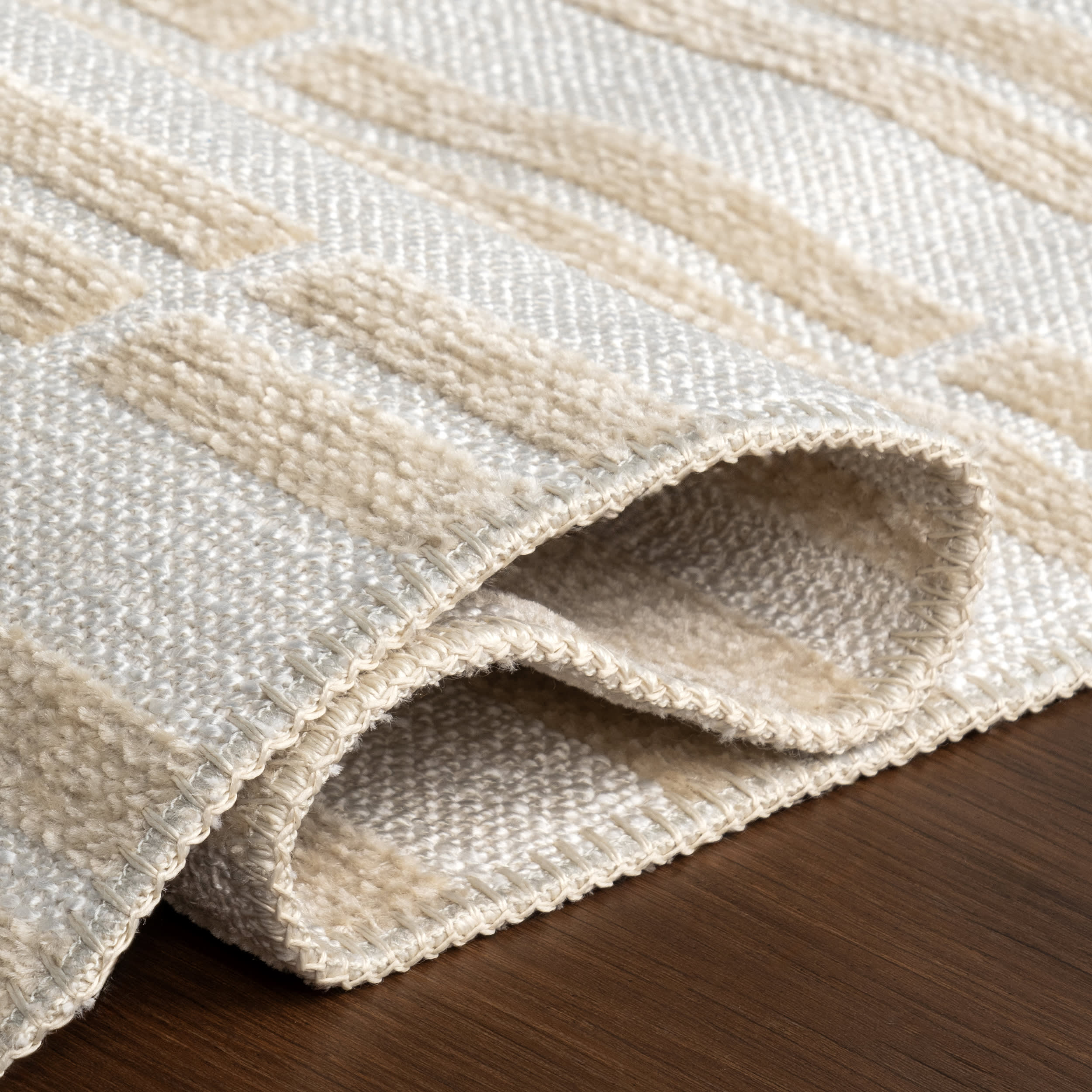 Malaya Striped Reversible Washable Rug | Taupe