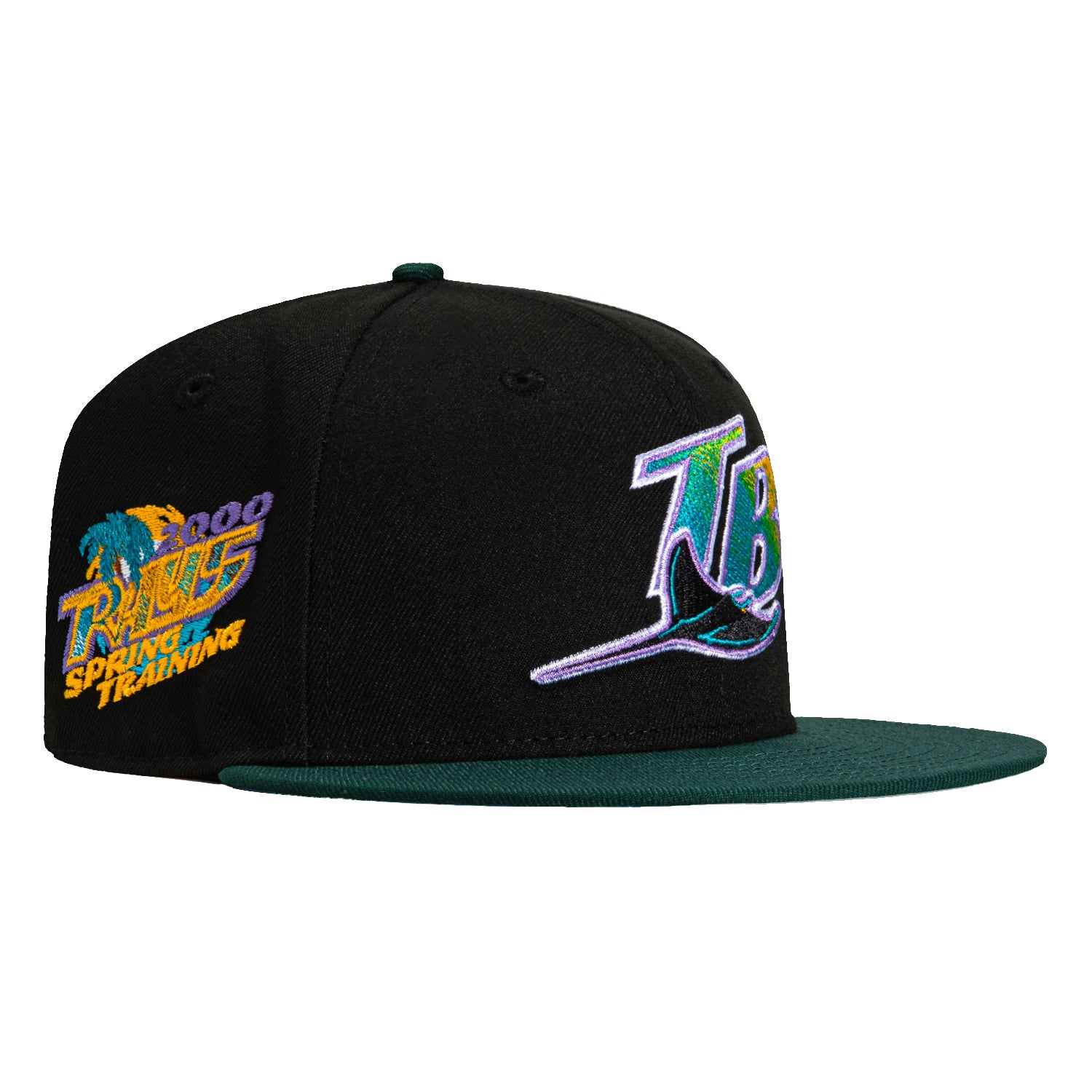 New Era 59Fifty Tampa Bay Rays 2000 Spring Training Patch TB Hat - Black, Green