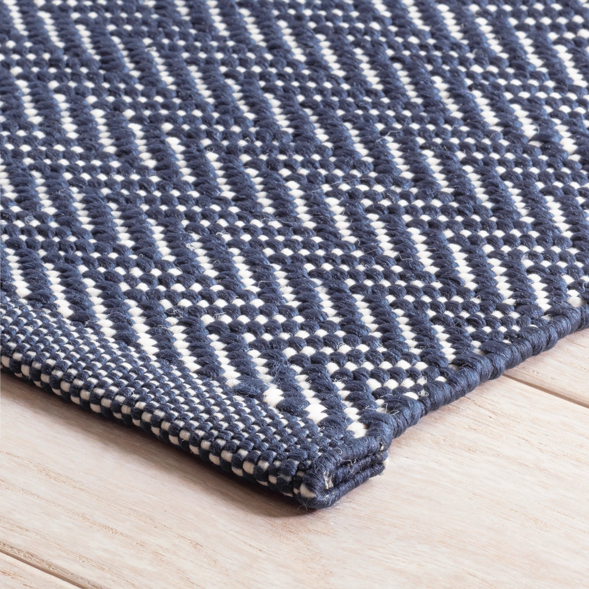 Herringbone Navy/Ivory Handwoven Indoor/Outdoor Rug