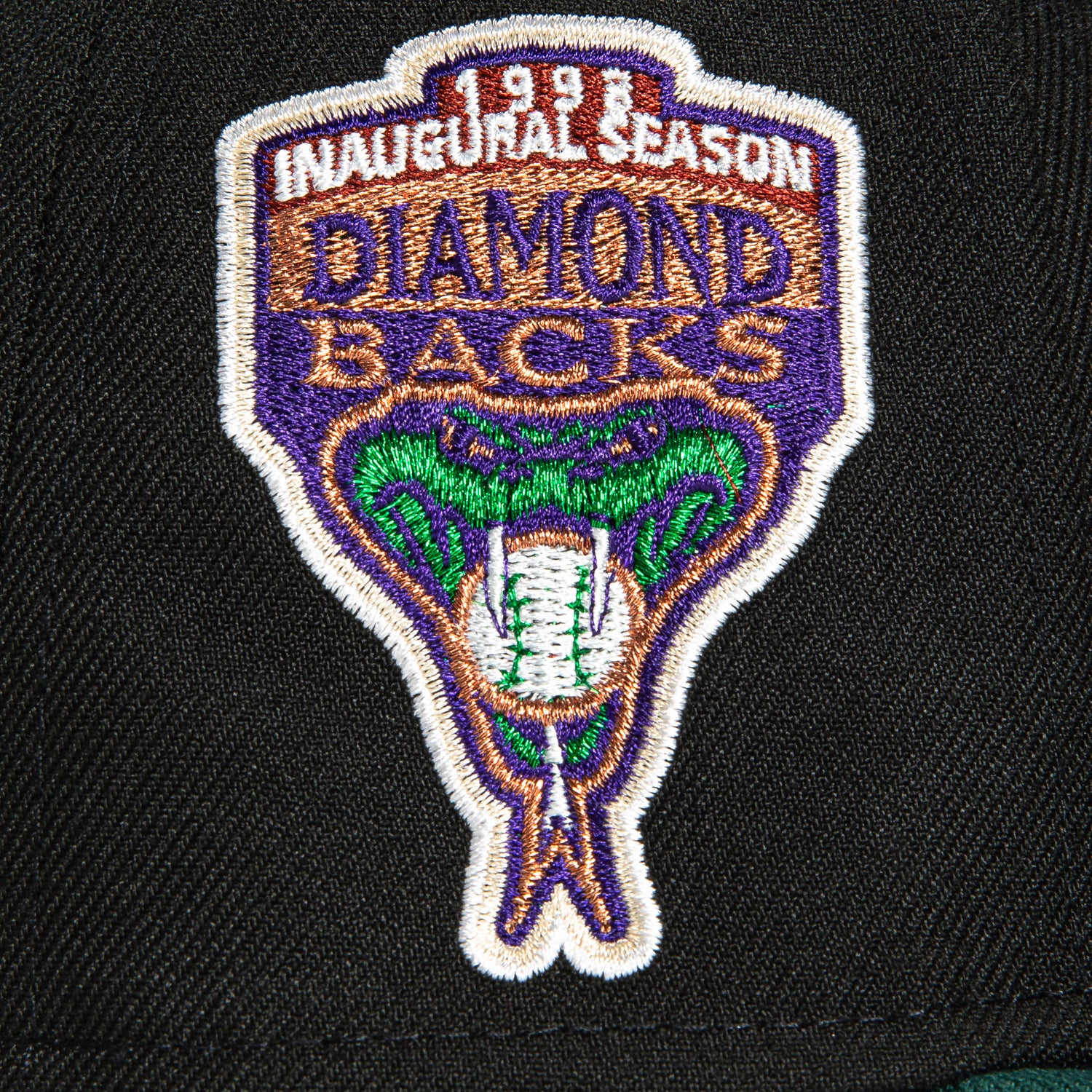 New Era 59Fifty Arizona Diamondbacks Inaugural Patch Script Hat - Black, Green, Metallic Copper