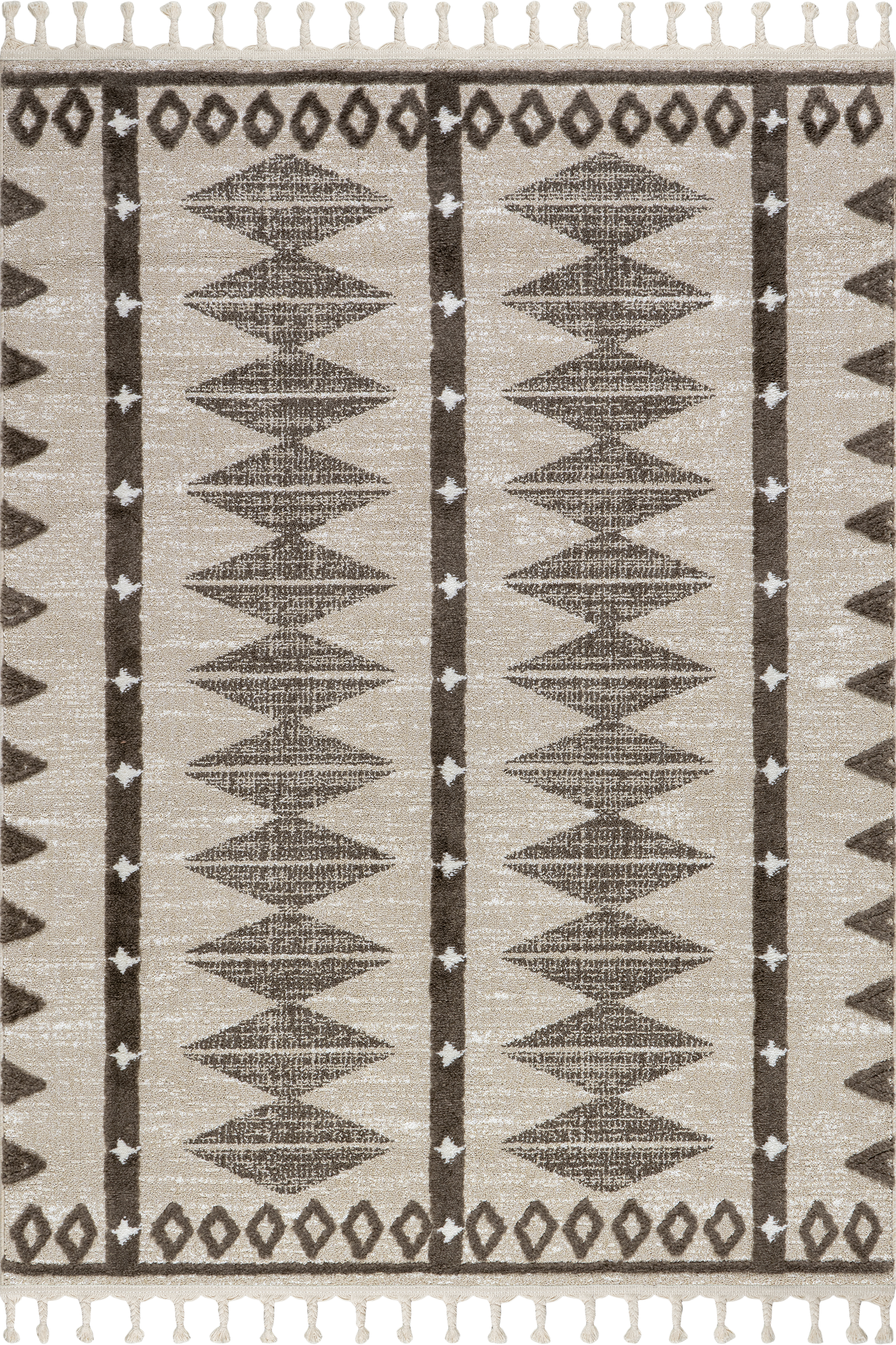 Autumn Geometric Tasseled Rug | Beige