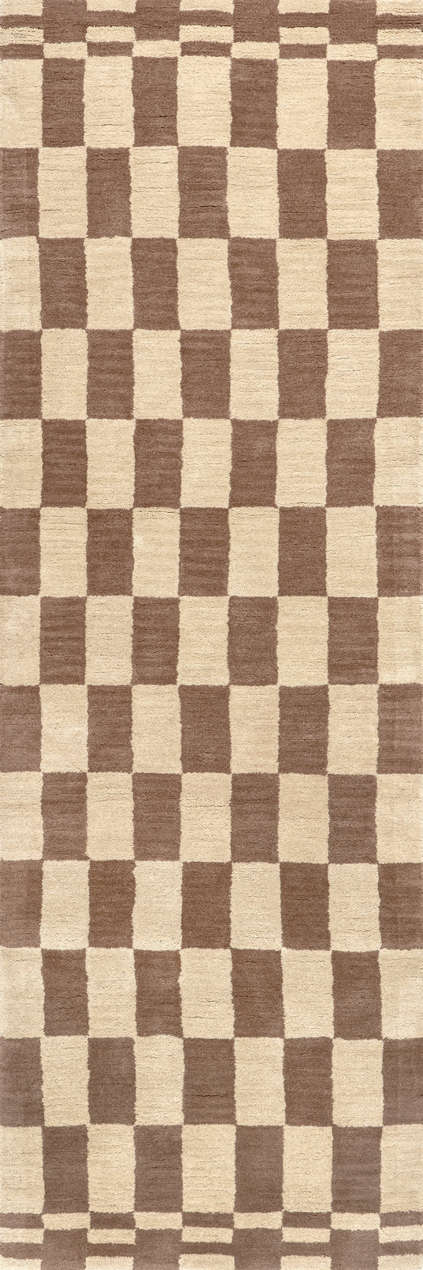 Kai Checkerboard Wool Rug | Mocha Brown