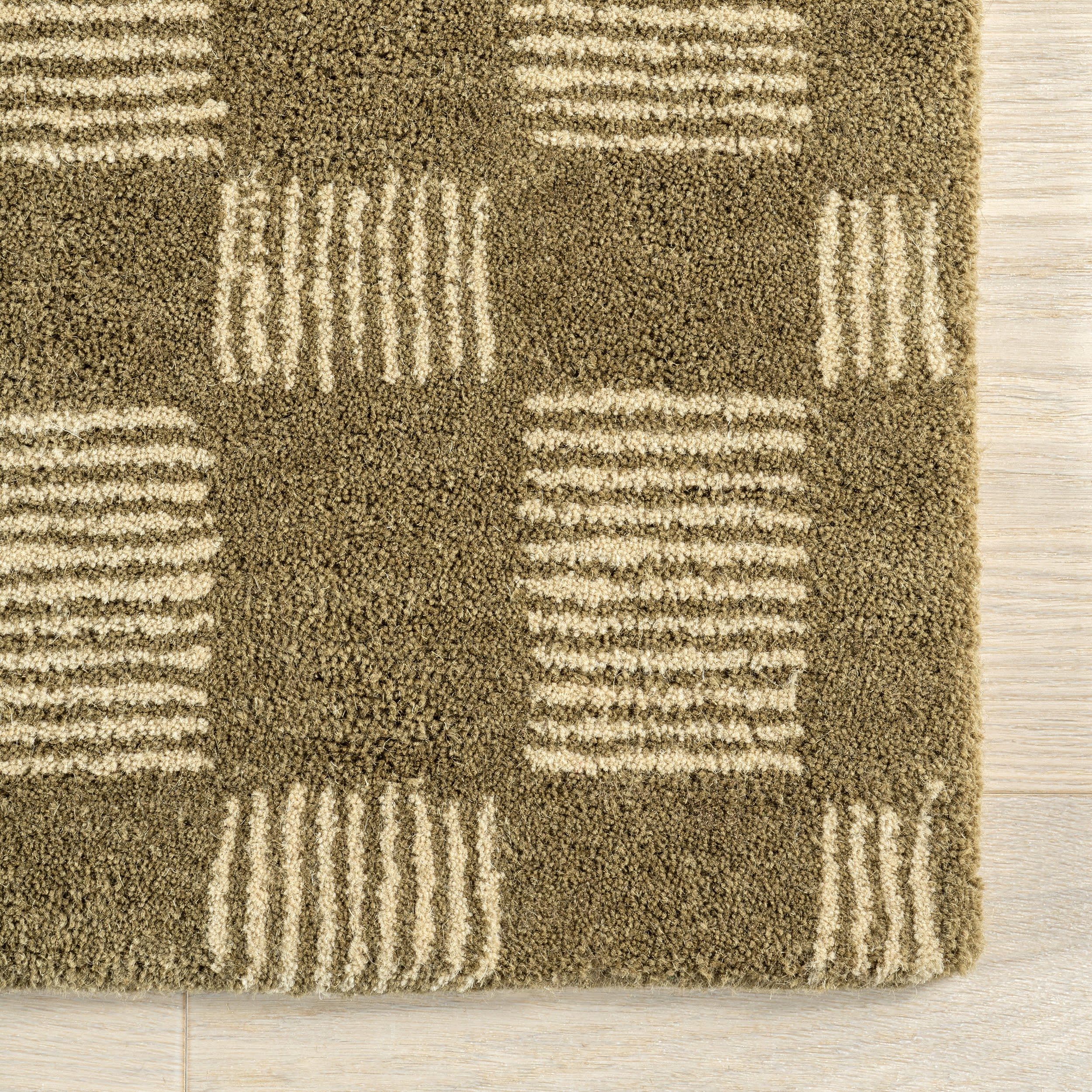 Quince Checked Wool Rug | Olive