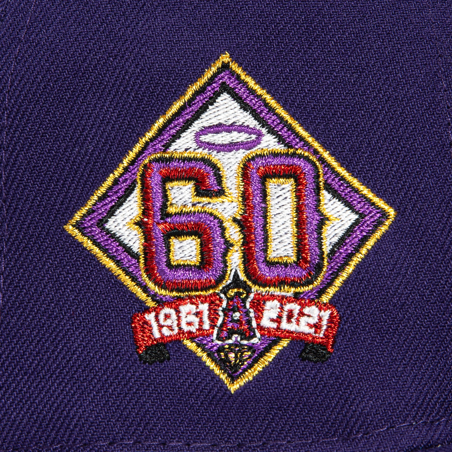 New Era 59Fifty Los Angeles Angels 60th Anniversary Patch Upside Down Hat - Purple, Maroon, Red