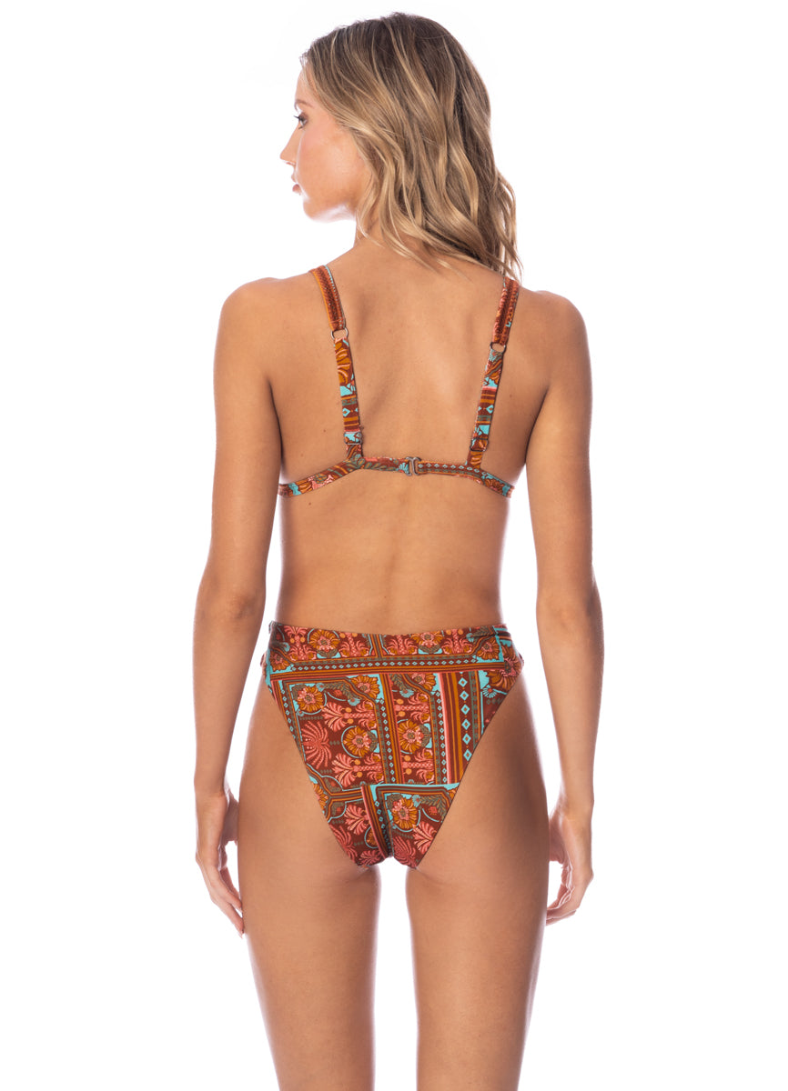 Maaji Garden Engraving Applauses High Rise Lace Up Bikini Bottom